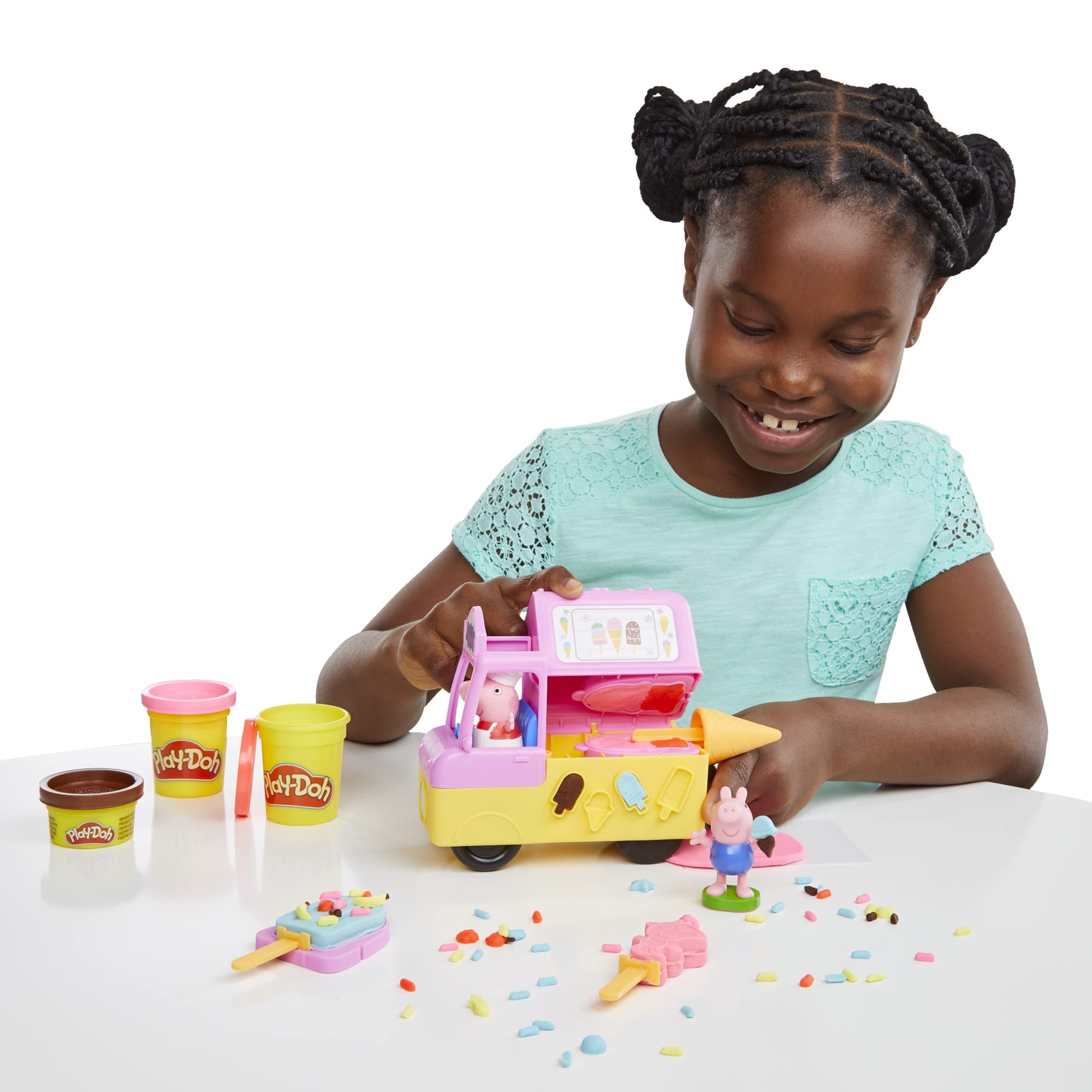 Play-Doh Peppa's Ice Cream Playset - Pretend Play Vehicle with Figures & 5 Colors for Toddlers 5