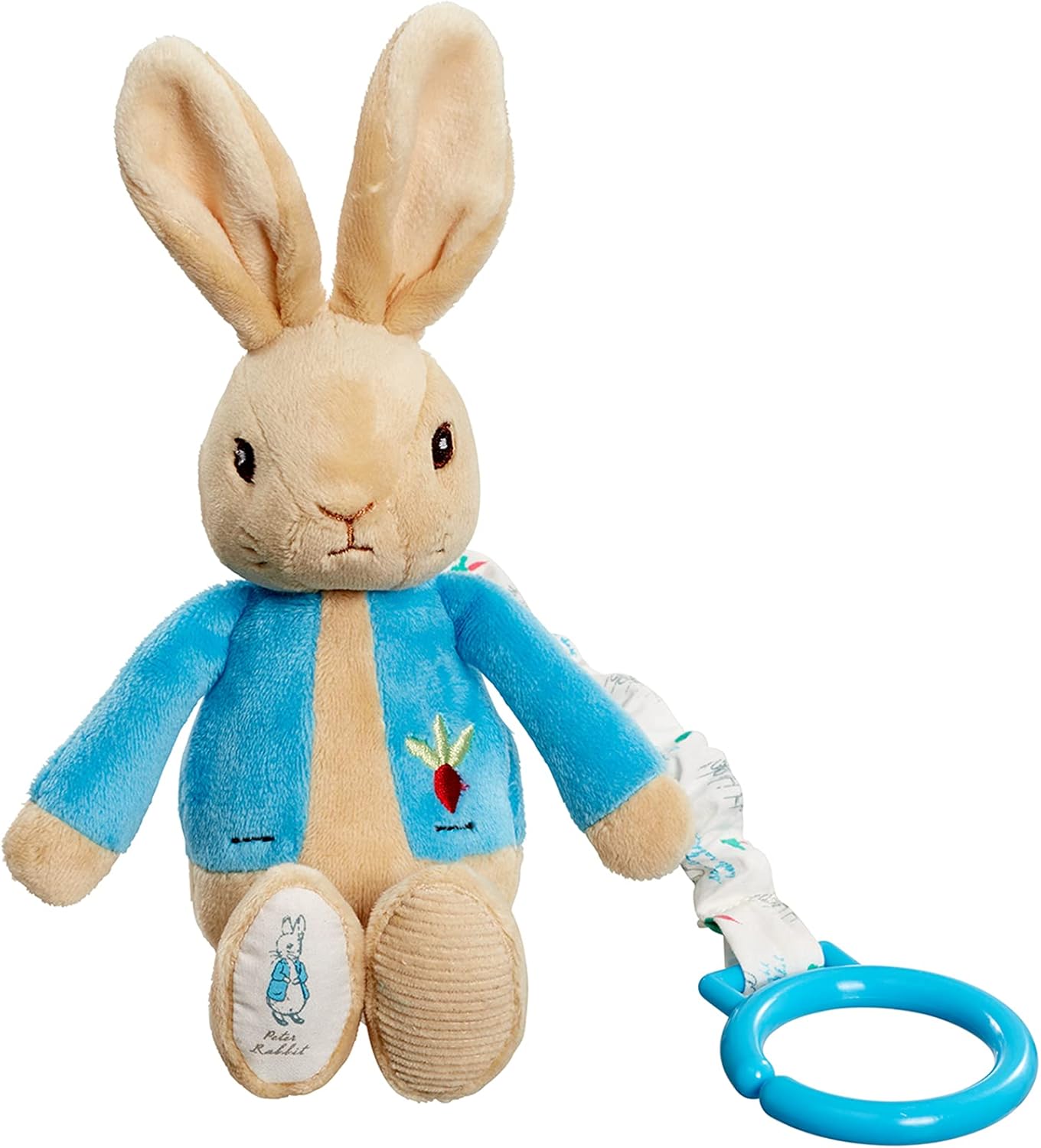 Beatrix Potter Peter Rabbit Jiggle Attachable Soft Toy - 18.5cm Bouncing Bunny for Pram, Car Seat & Crib