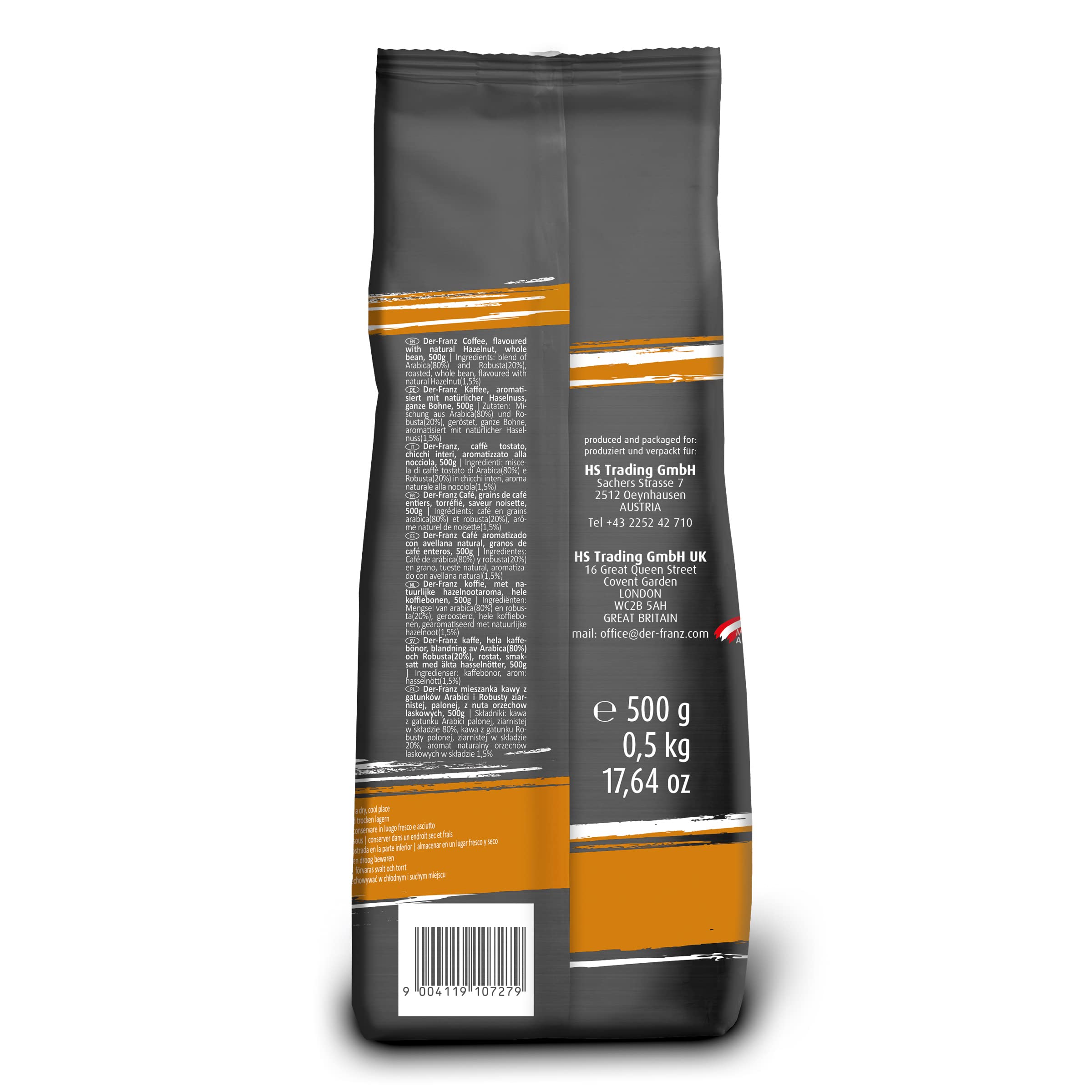 Der-Franz Coffee Medium Roast with Natural Hazelnut, Ground, 2 x 500 g