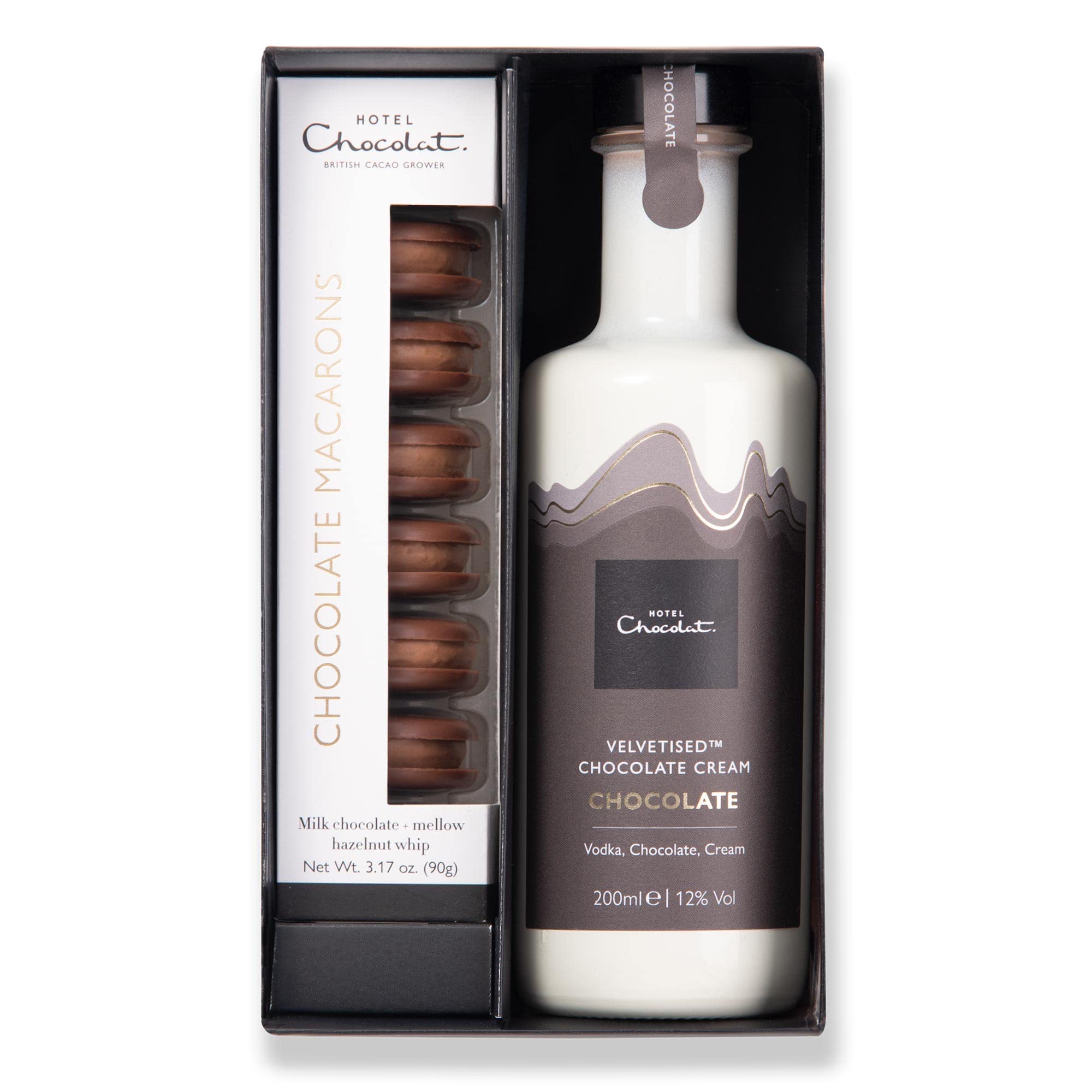 Hotel Chocolat Tipples & Treats: Velvetised Cream & Chocolate Macarons Gift Hamper