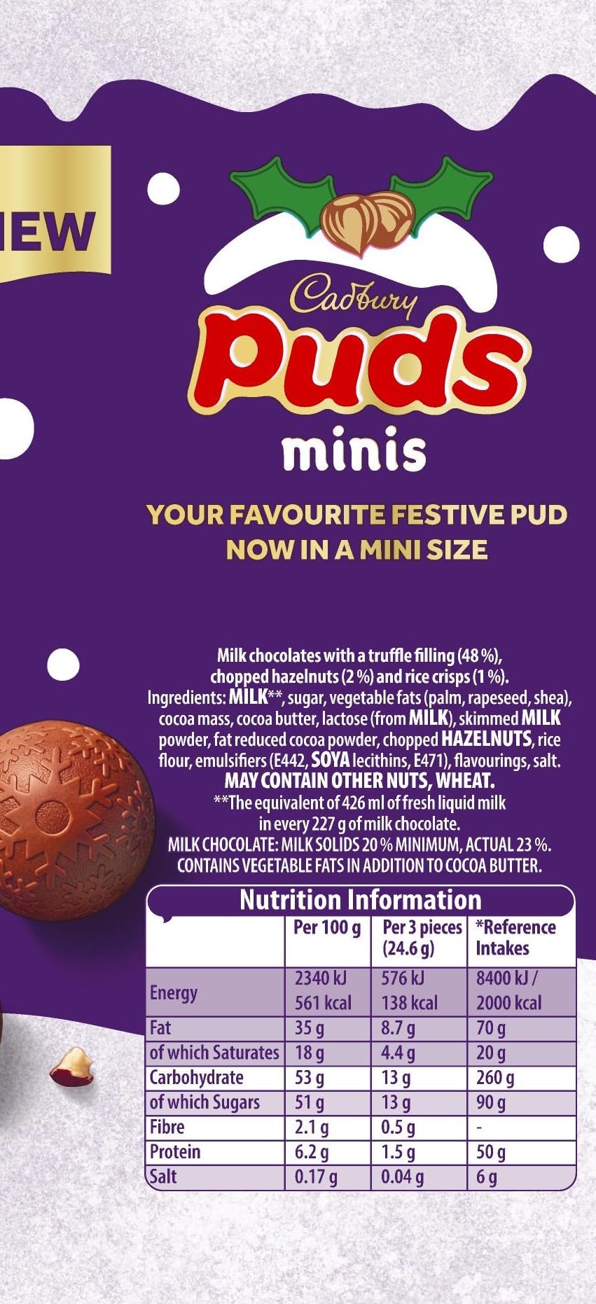 Cadbury Dairy Milk Christmas Mini Puds with Truffle Centre, Hazelnut & Rice Crisps 4