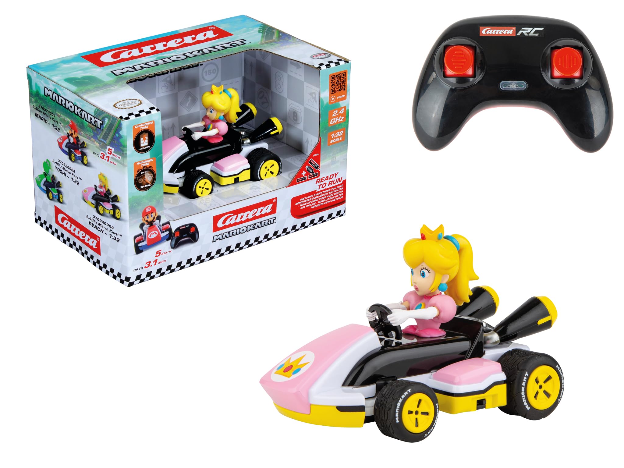Mario Kart Peach RC Race Kart 1:32 - Carrera 2.4GHz Remote Controlled Vehicle