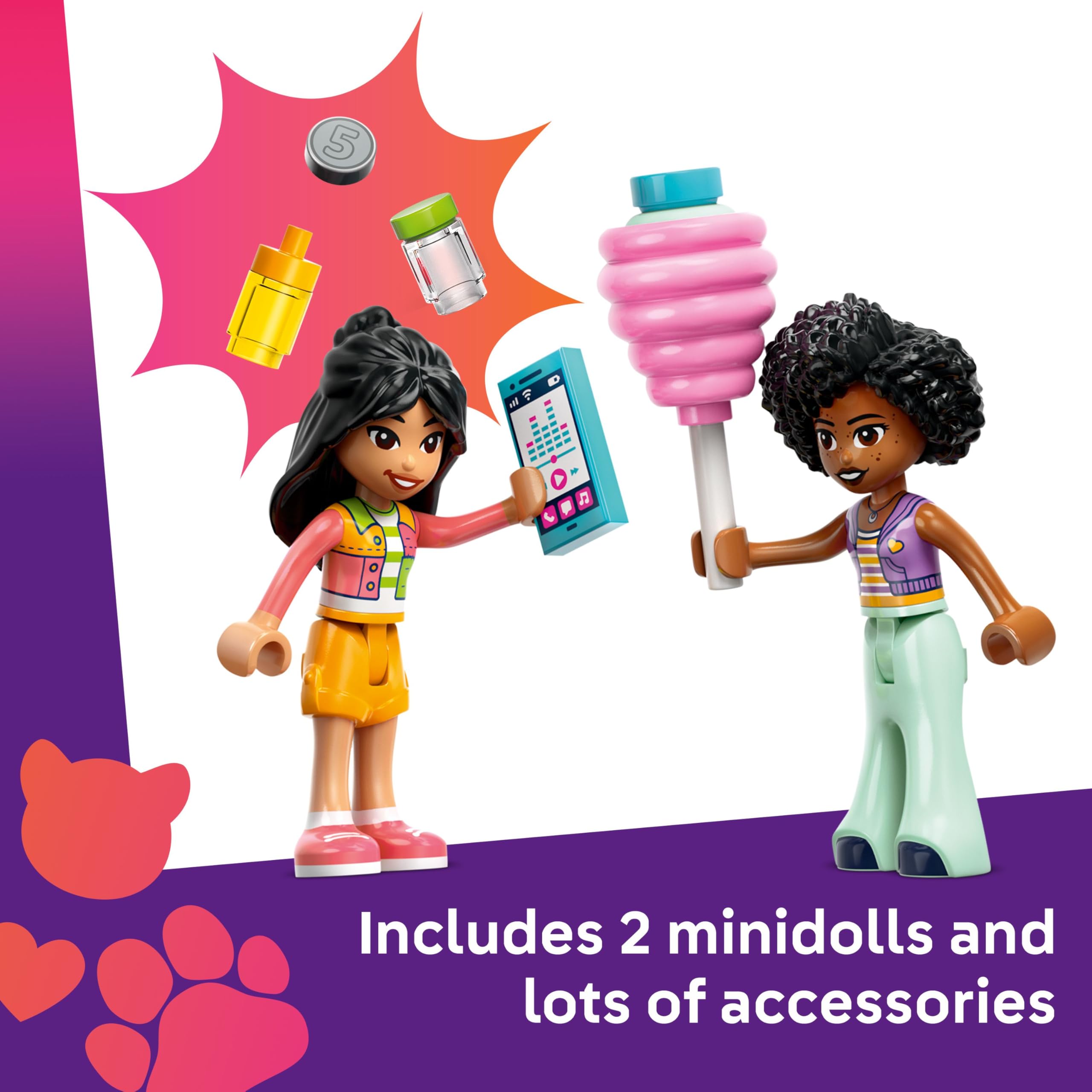 LEGO Friends Candyfloss Stand and Scooter Toy - Building Set with 2 Mini Dolls & Mascot, 110 Pieces 3