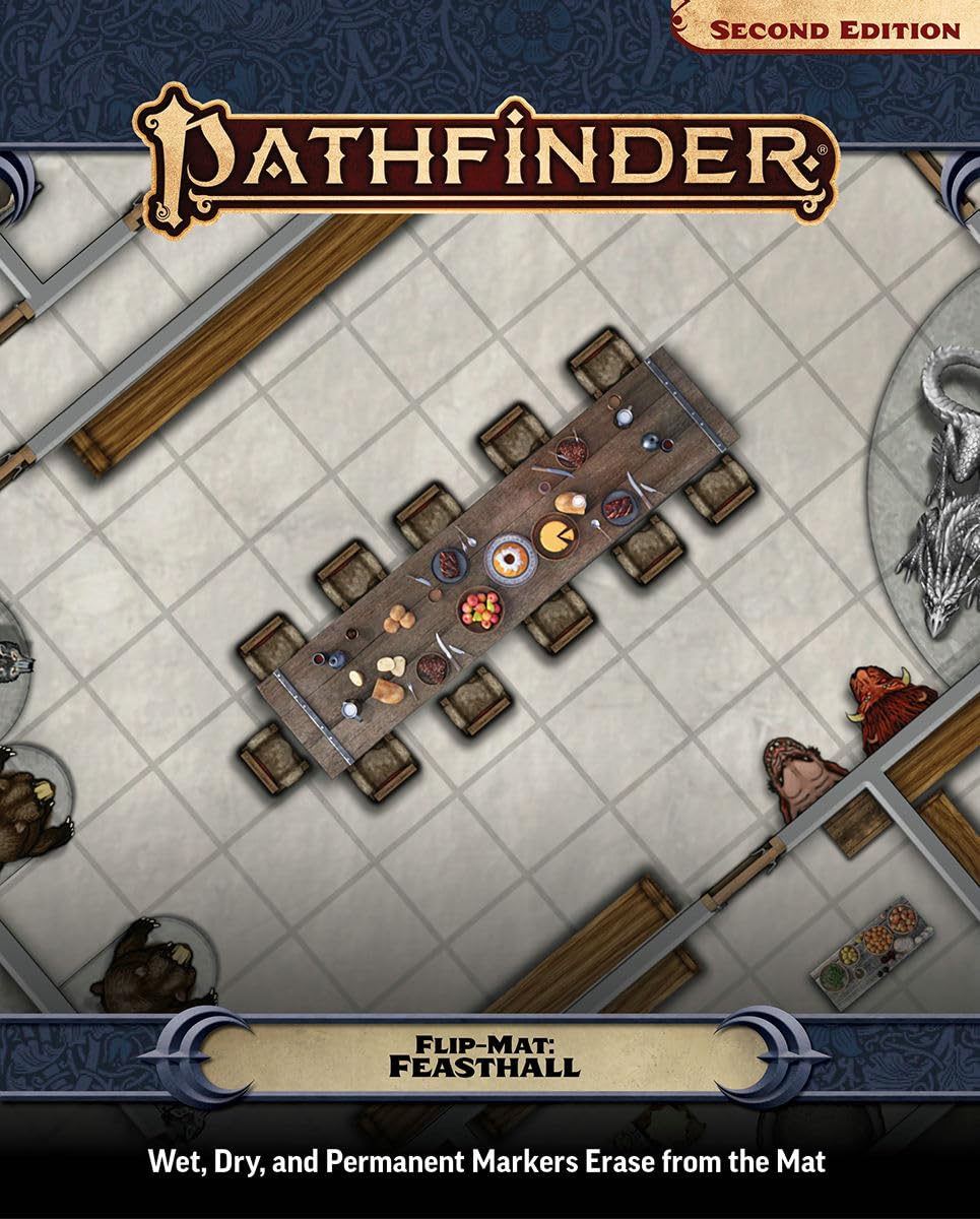 Paizo Pathfinder Flip-Mat: Feasthall | Reversible Map | Coated Surface