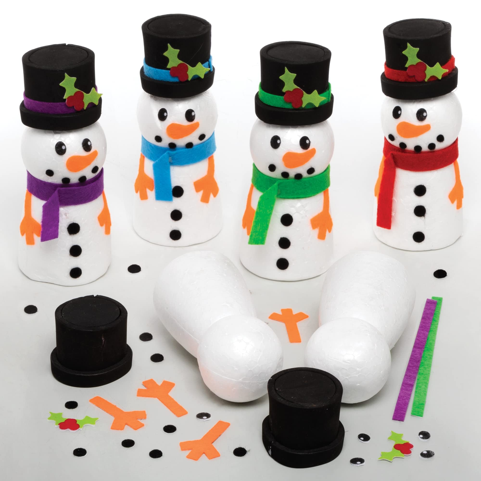Baker Ross Build a Snowman Craft Kit - Pack of 4, Christmas Arts & Crafts for Kids