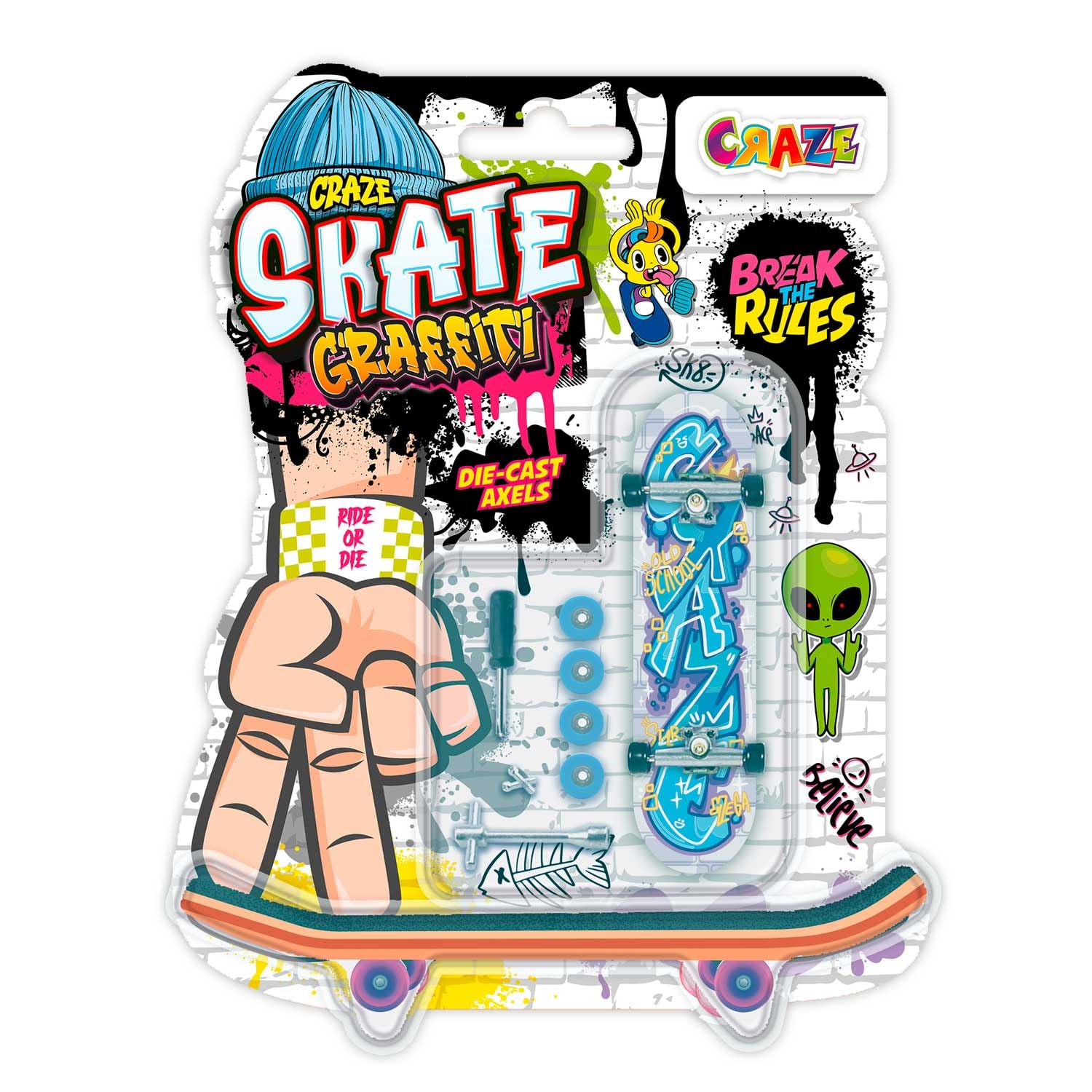CRAZE SKATE Fingerboard Set Graffiti Edition - 4-Pack Mini Skateboards for Kids