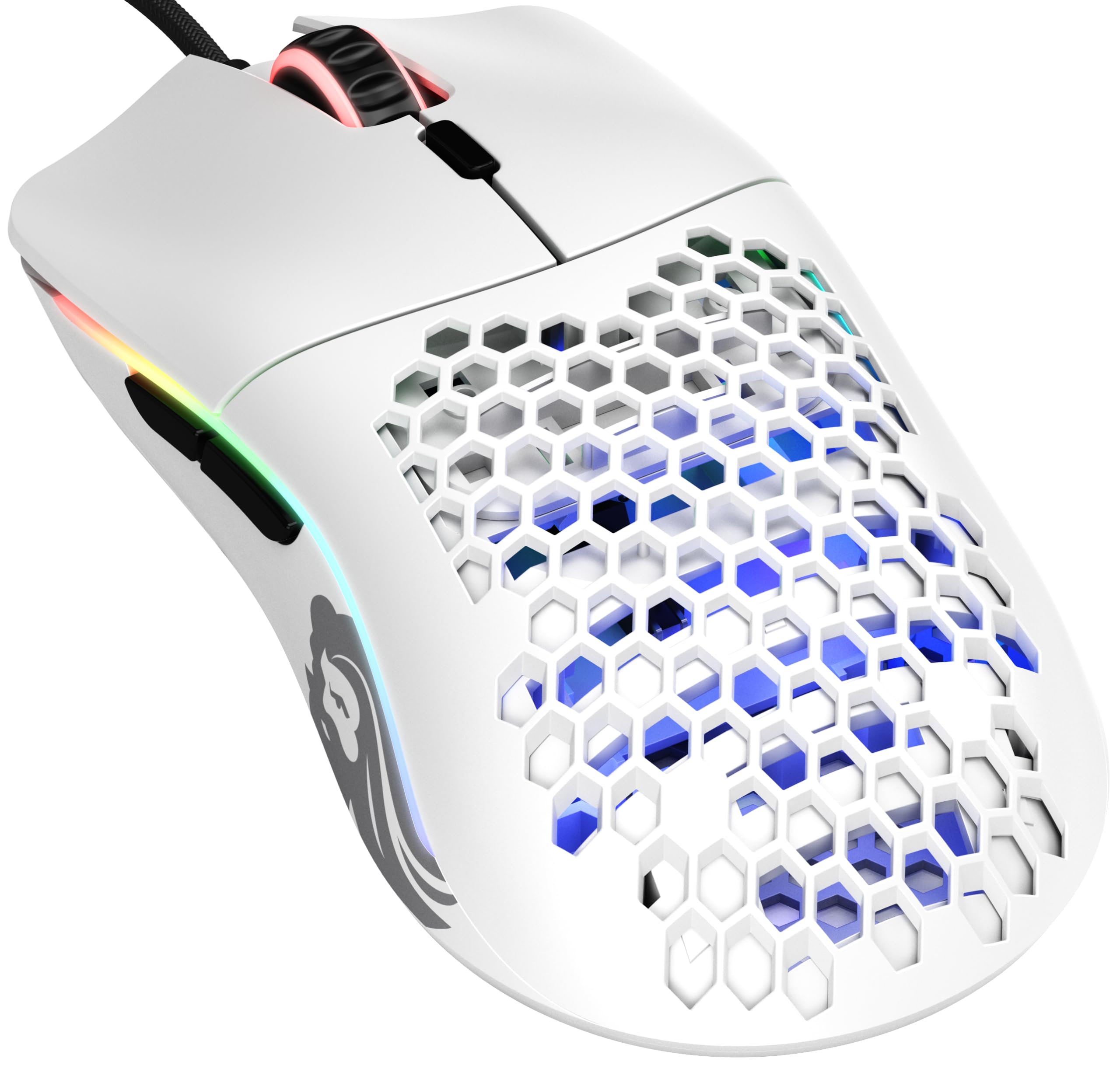 GLORIOUS Model O Wired Gaming Mouse - 67g Superlight Honeycomb Design, RGB, Pixart 3360 Sensor, Omron Switches, Ambidextrous - Matte White
