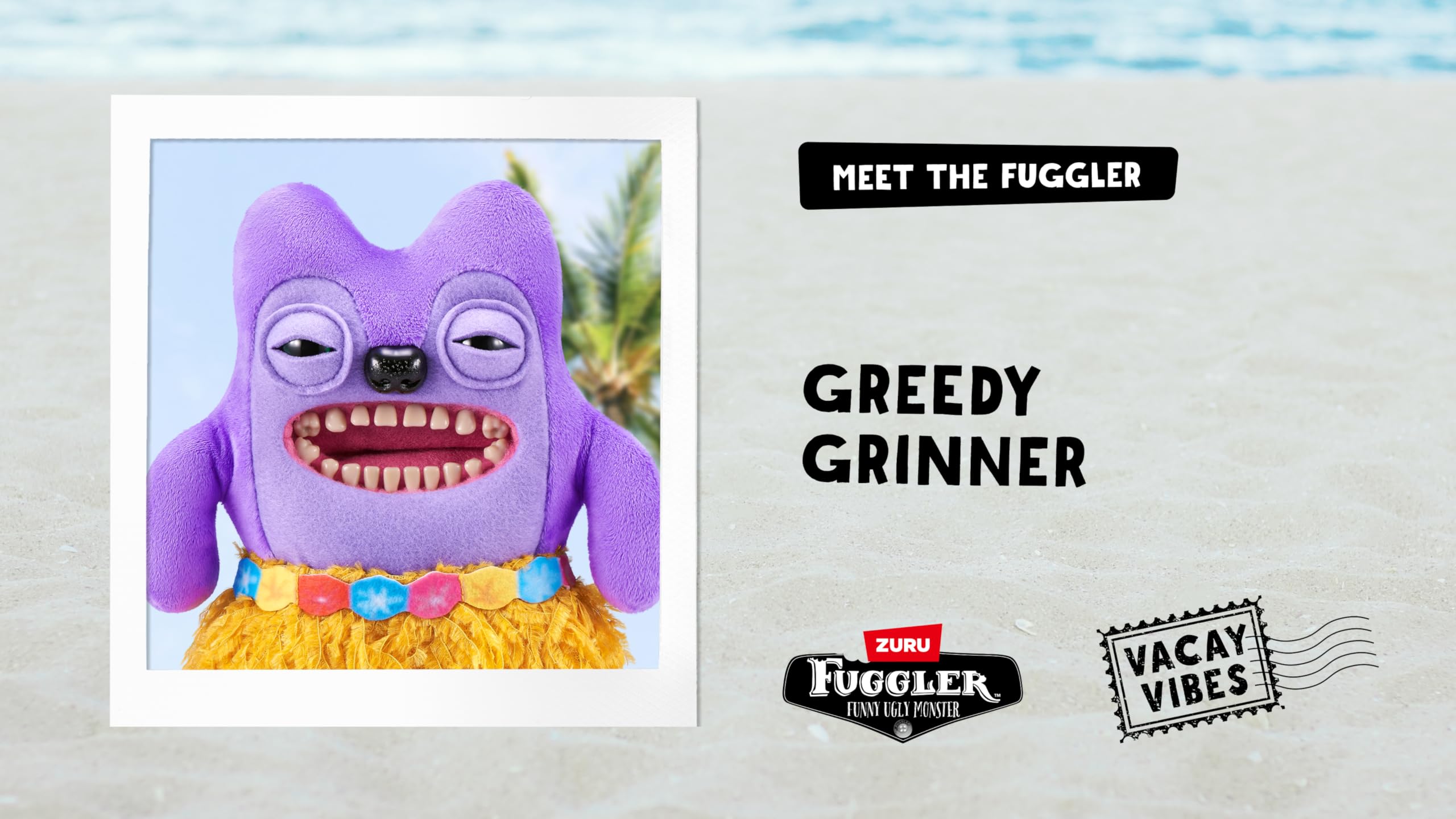 Fuggler Vacay Vibes - Funny Ugly Monster Plush Collectible Toy (Greedy Grinner - Purple)