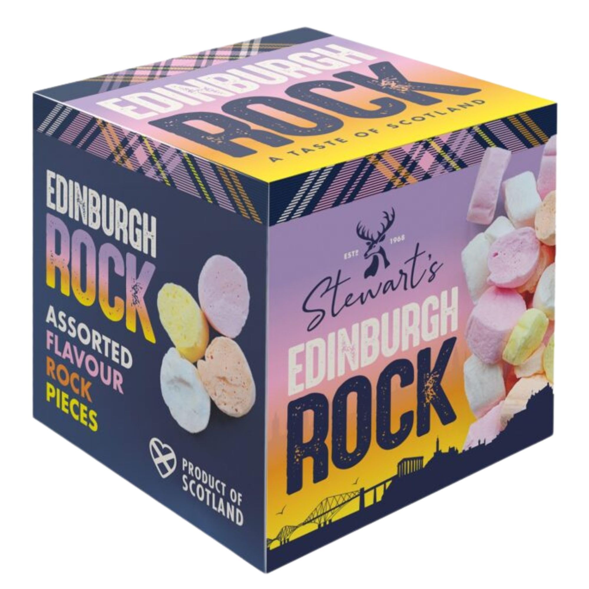 Stewart's Edinburgh Rock Pieces, 125g – Traditional Scottish Sweet with Fruity Flavours
