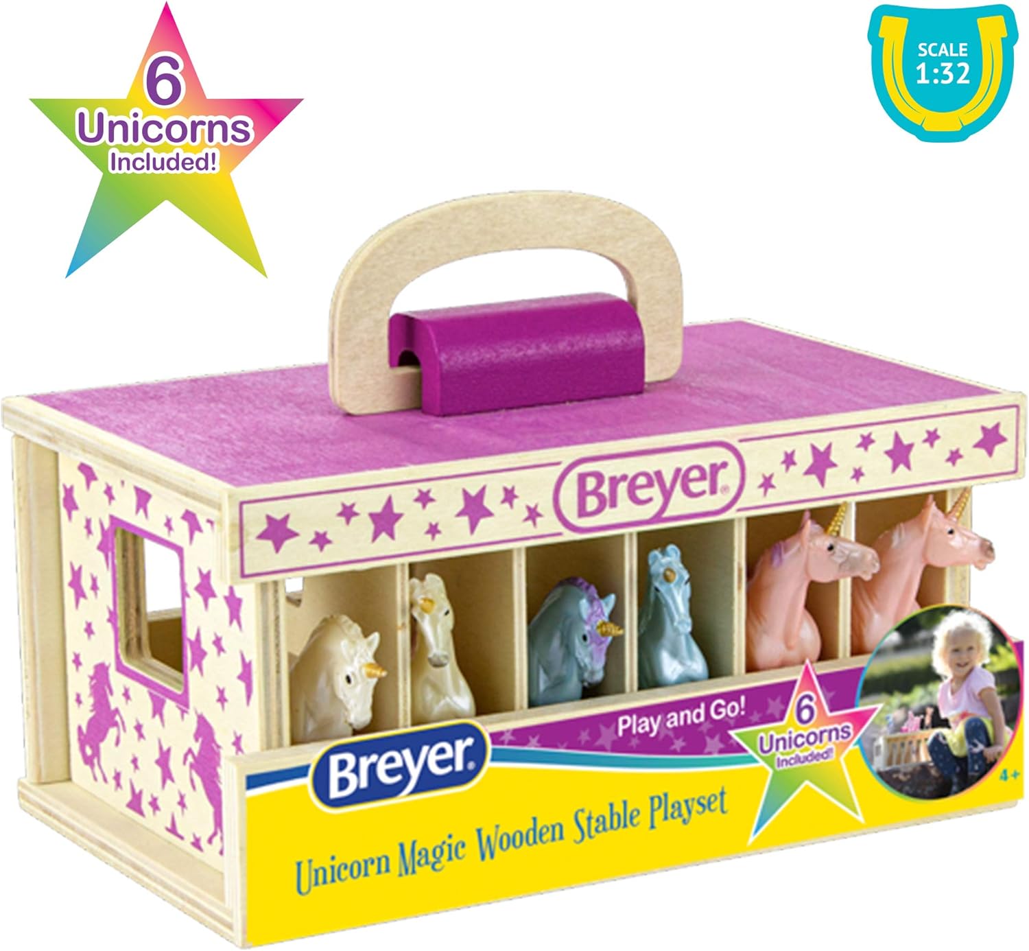 Breyer Unicorn Magic Wooden Stable Playset - 6 Stablemates Unicorns Included 3