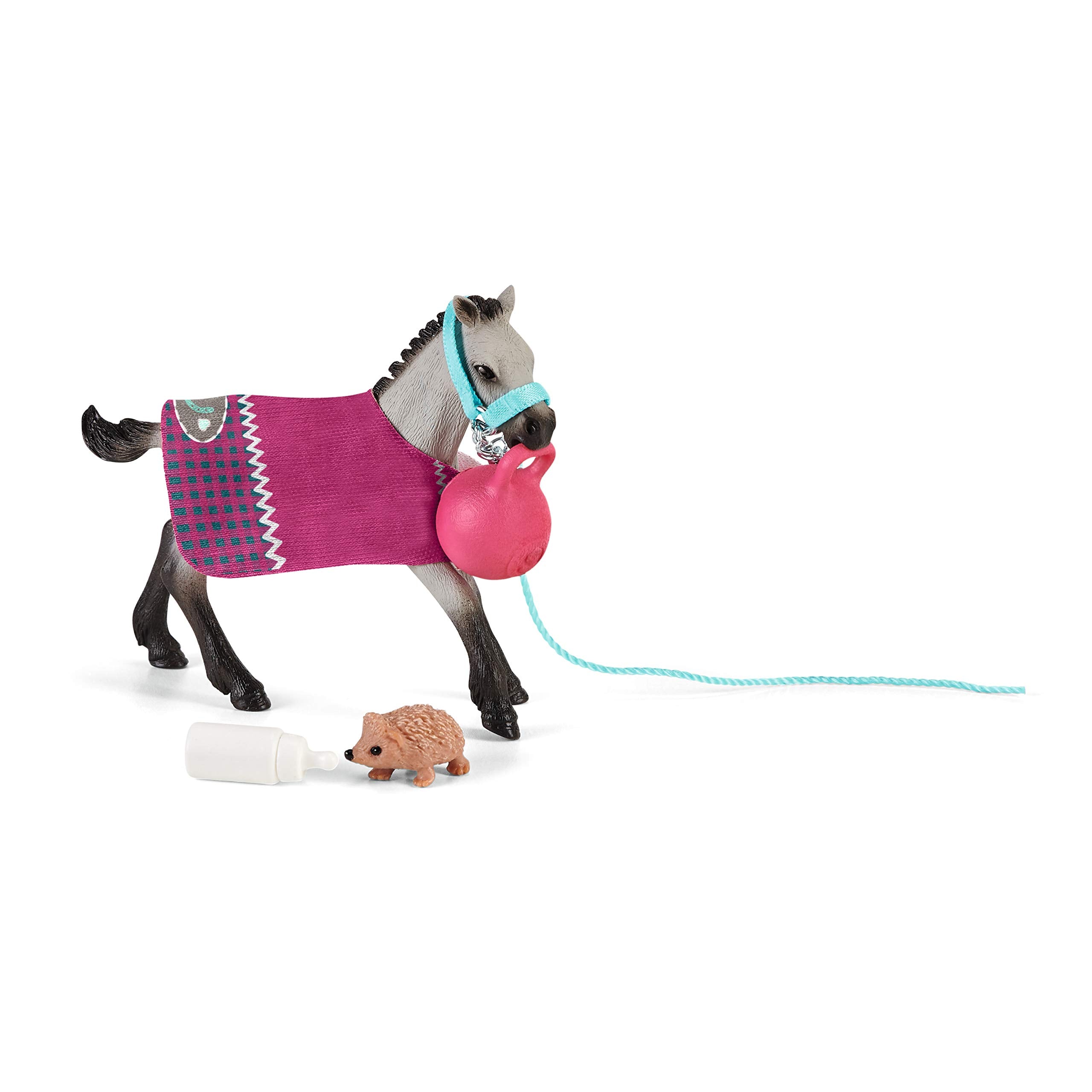 Schleich 42534 Horse Club Playful Foal - Interactive Foal with Play Ball & Hedgehog Friend