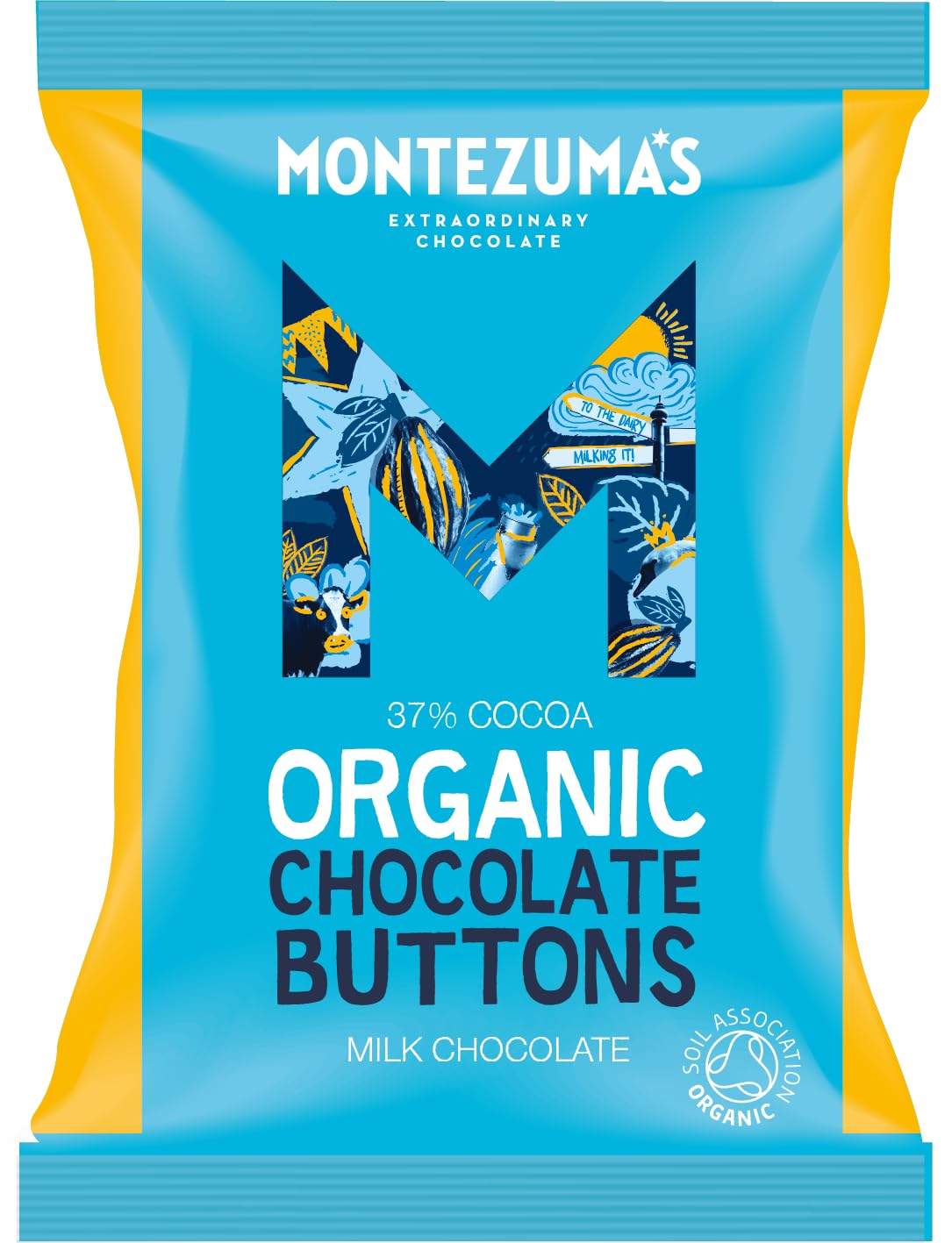 Montezuma Organic Milk Chocolate Buttons, 37% Cocoa, Gluten Free, 120g