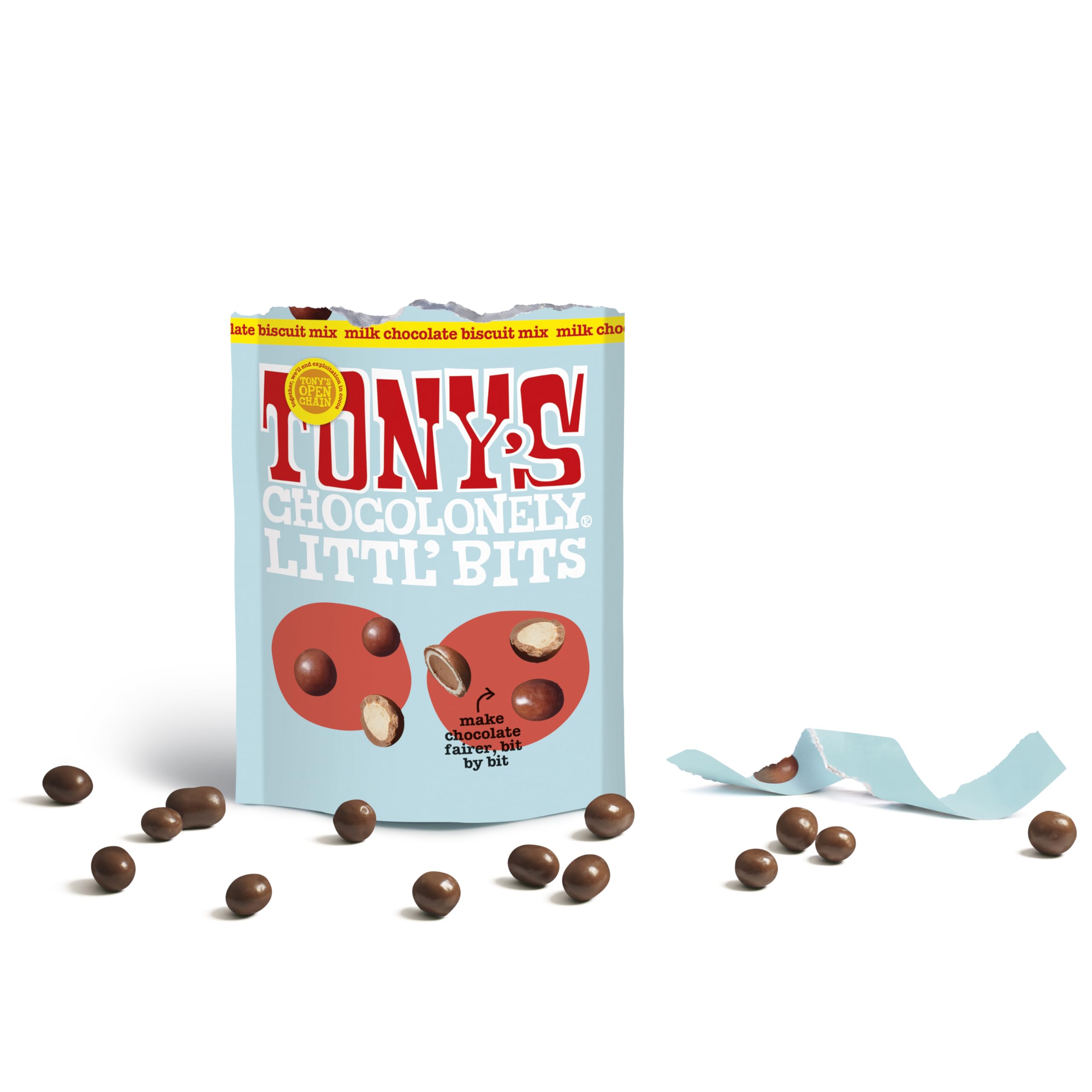 Tony's Chocolonely Littl’ Bits Chocolate Mix Balls - Mini Milk & White Chocolate with Biscuit