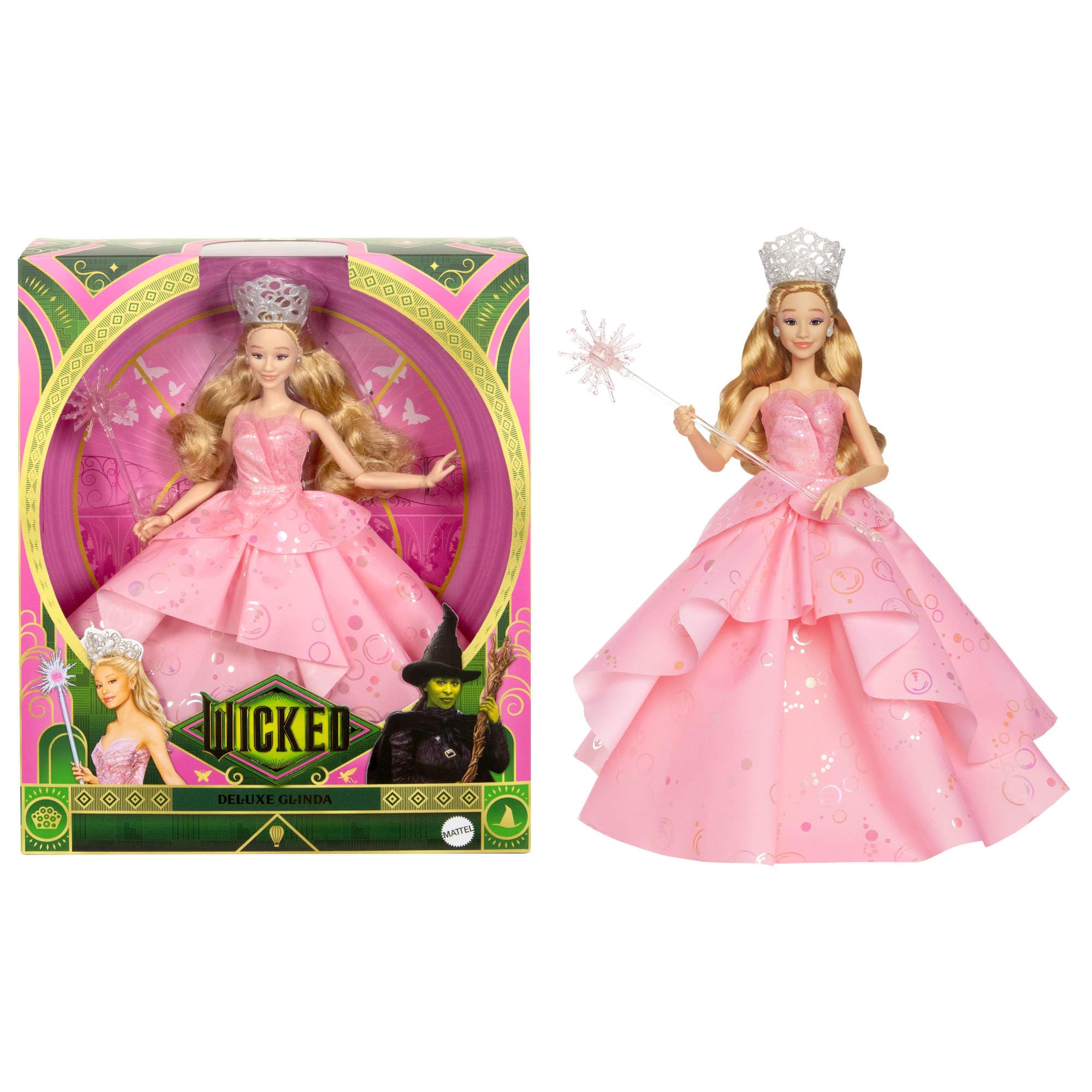 Mattel Wicked Deluxe Glinda Fashion Doll - Movie-Inspired Look with Crown, Scepter & Posability, Ages 6-12