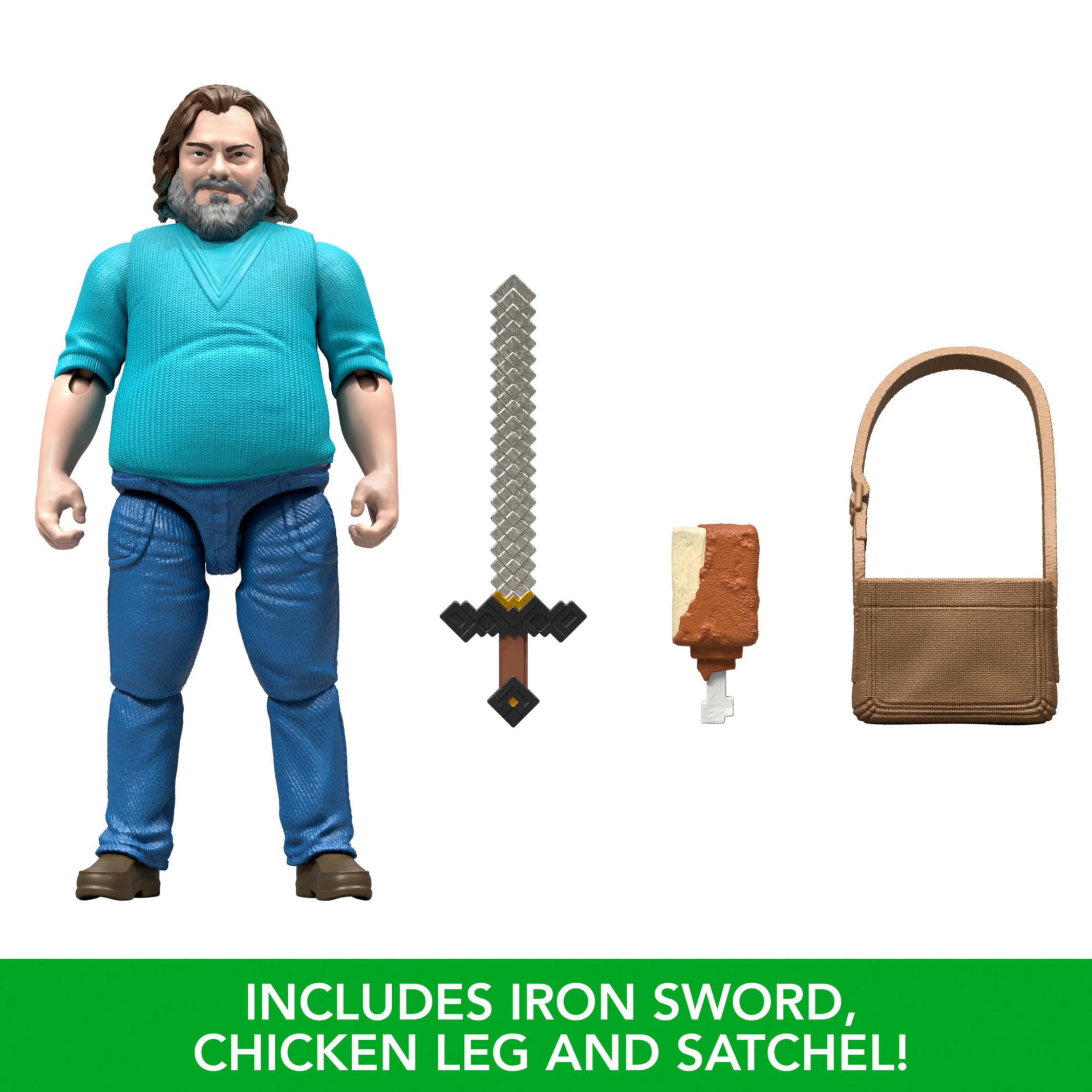 Minecraft Action Figure & Accessories Set - 4-inch Posable Steve Figure with Movie-Inspired Gear 5