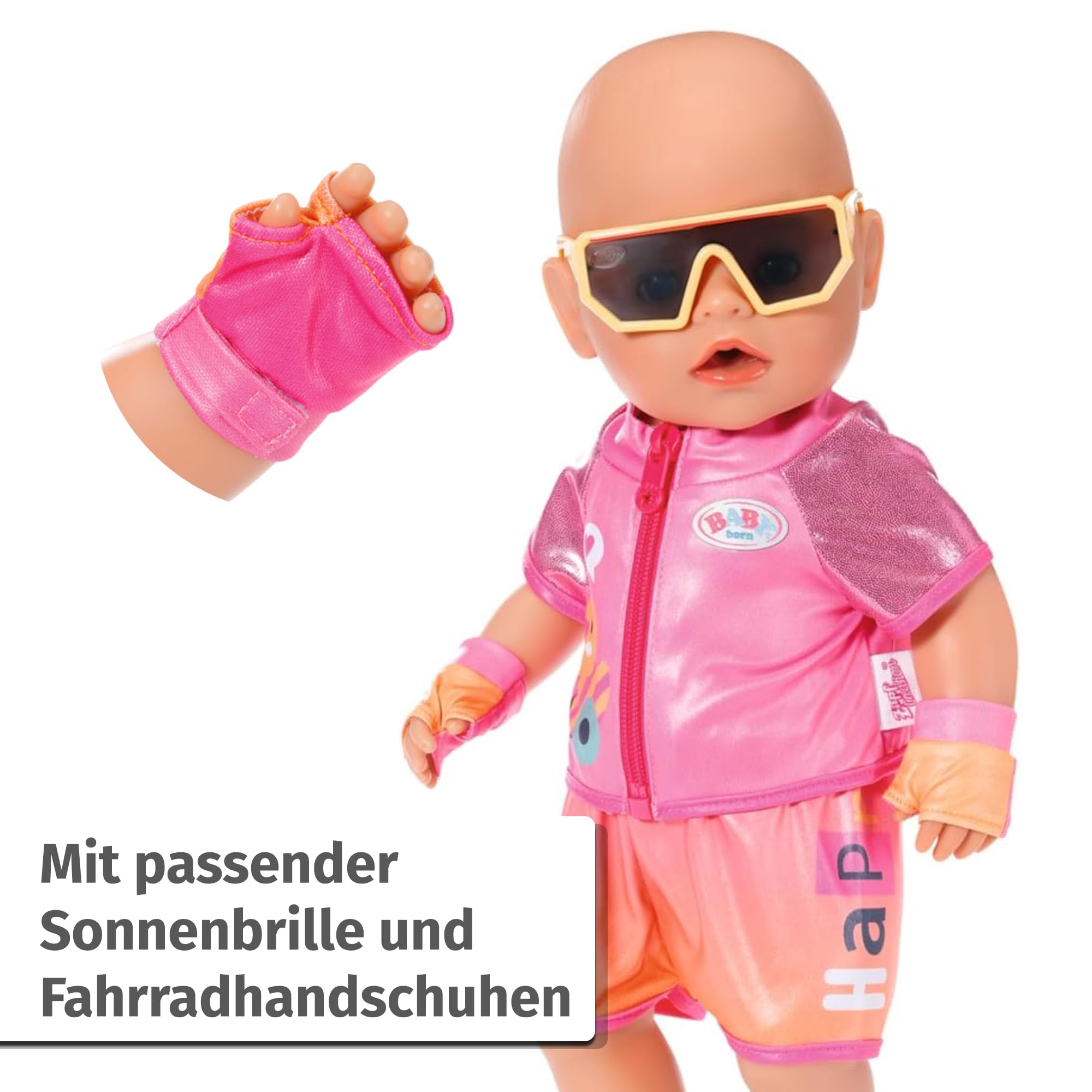 BABY born Bike Outfit 835876 - Sporty Bike Outfit with Gloves and Sunglasses for Dolls 11
