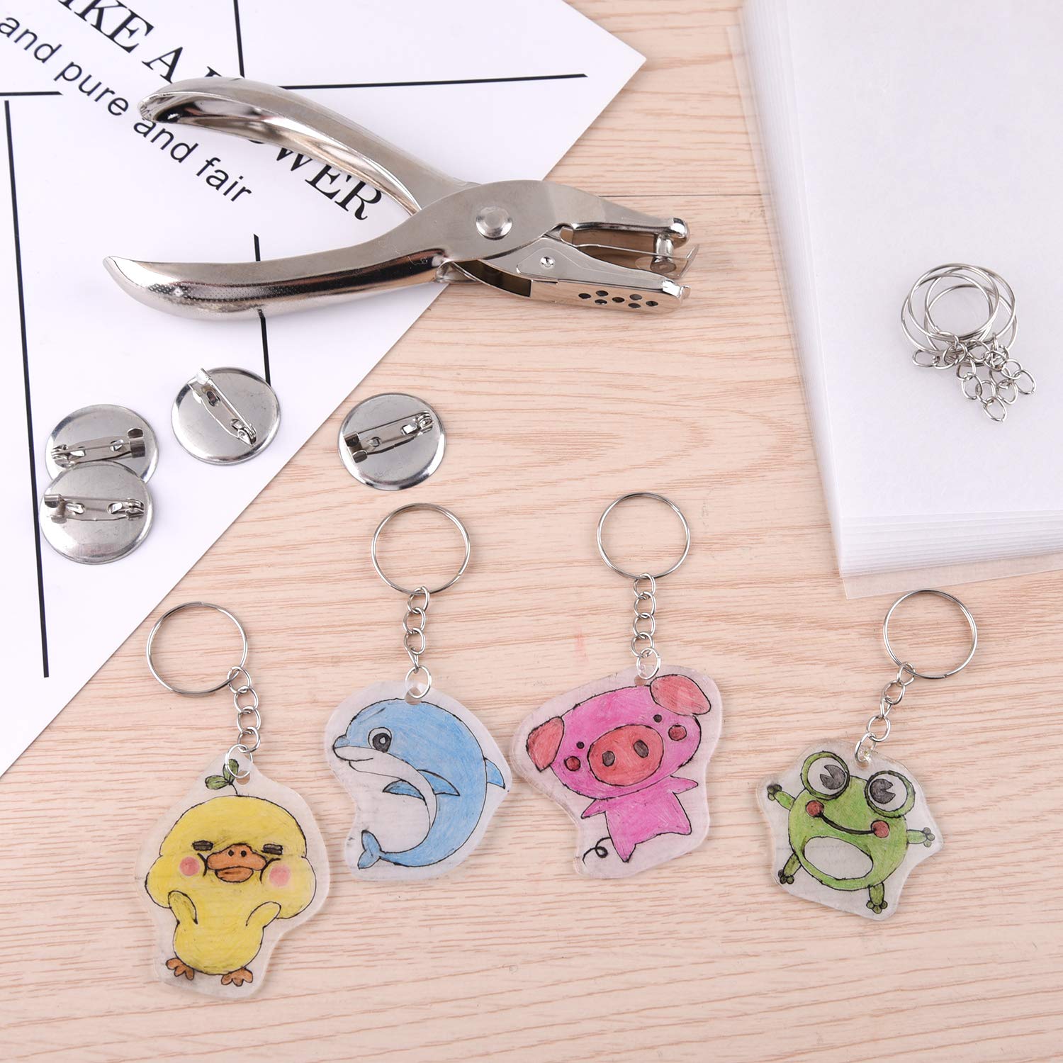 ASTARON 181Pcs Shrinking Plastic Sheets Kit - DIY Craft Kit for Keychains, Earrings & Jewelry for Kids & Adults