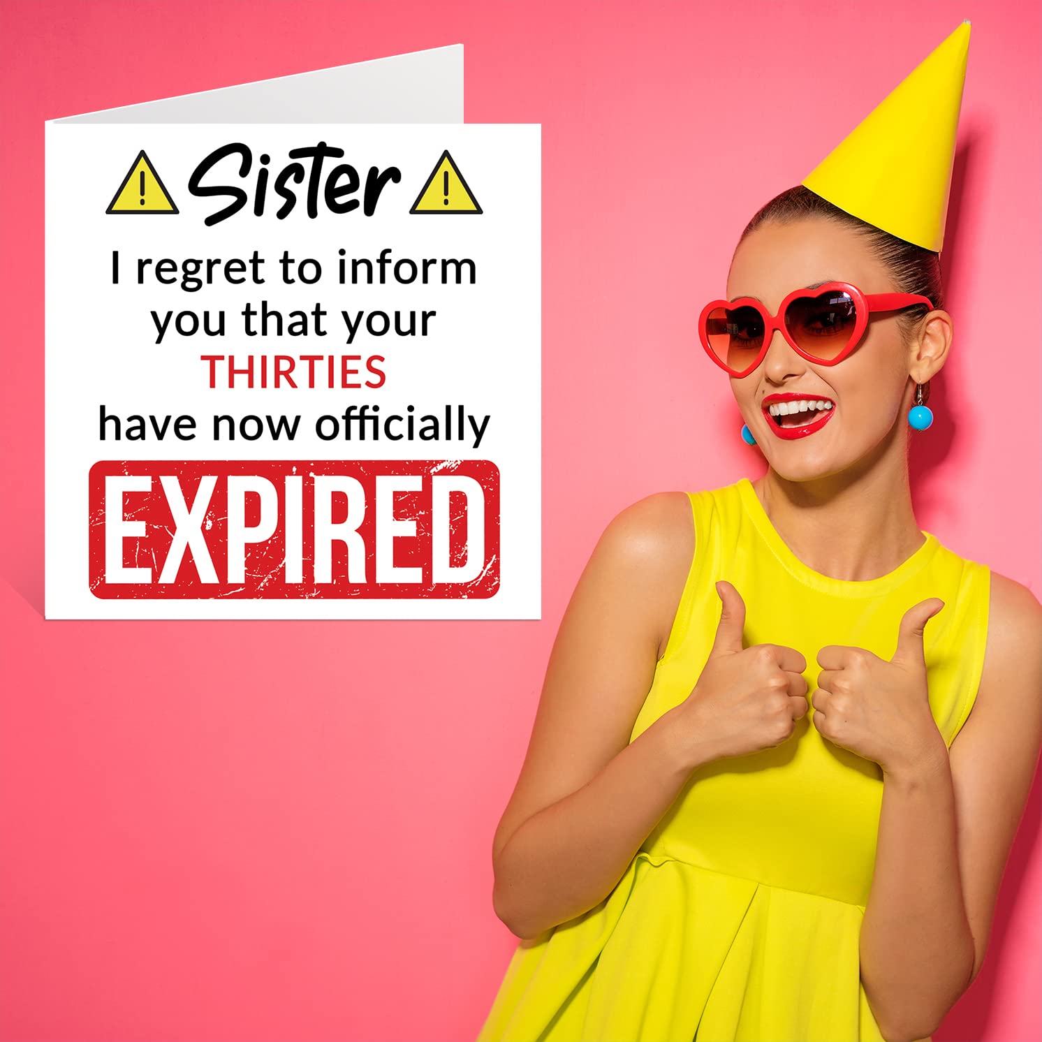 Stuff4 Funny 40th Birthday Card for Sister - Thirties Expired Joke | 145mm Square Greeting Card 7