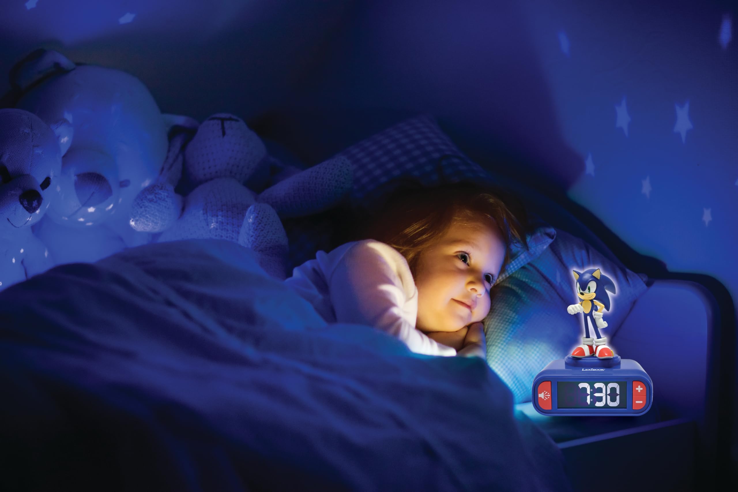 Lexibook Sonic Hedgehog Night Light Alarm Clock with Sounds and Melodies 4