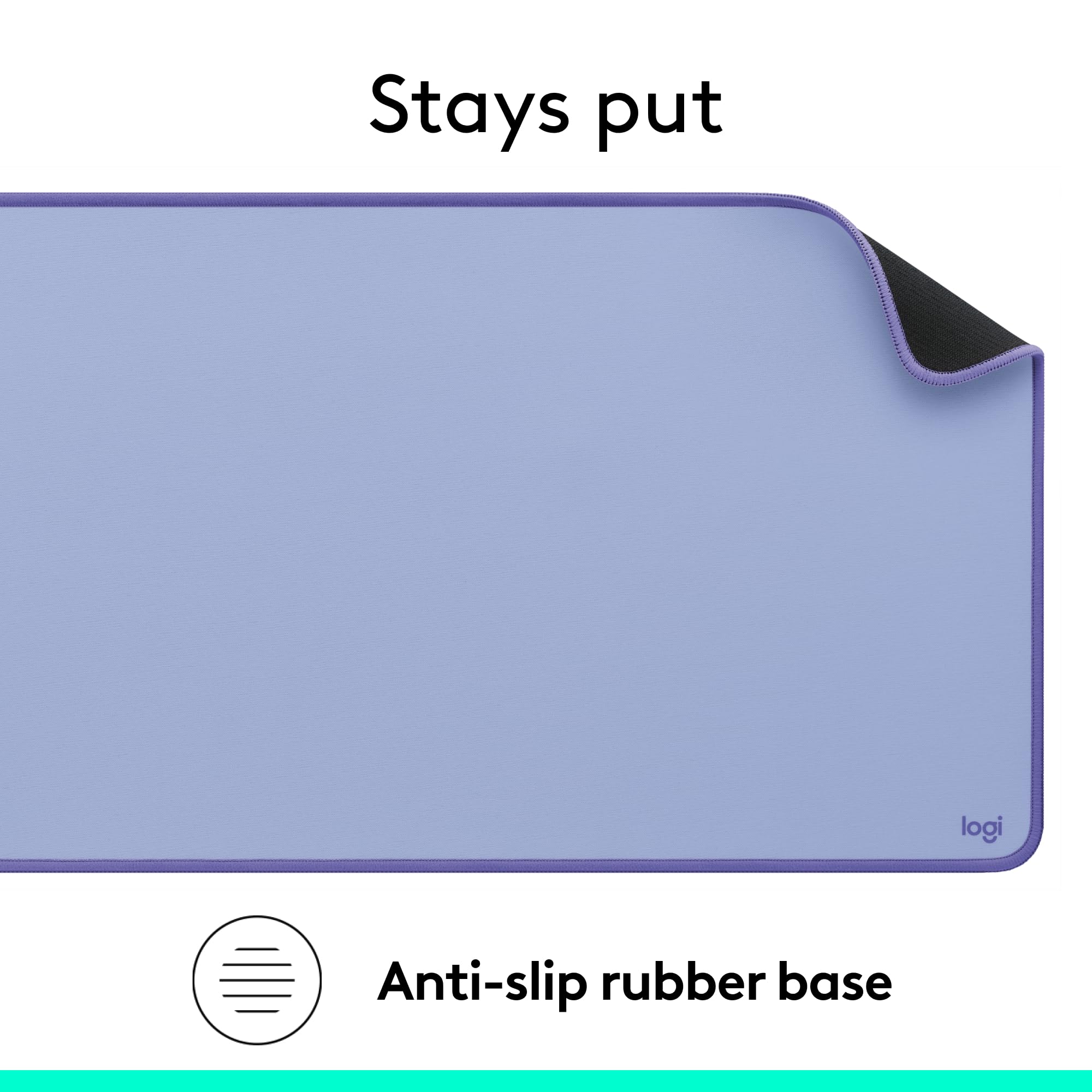 Logitech Studio Series Multifunctional Large Desk Pad - Spill-Resistant, Anti-Fray, Lilac | 70 x 30 cm 8