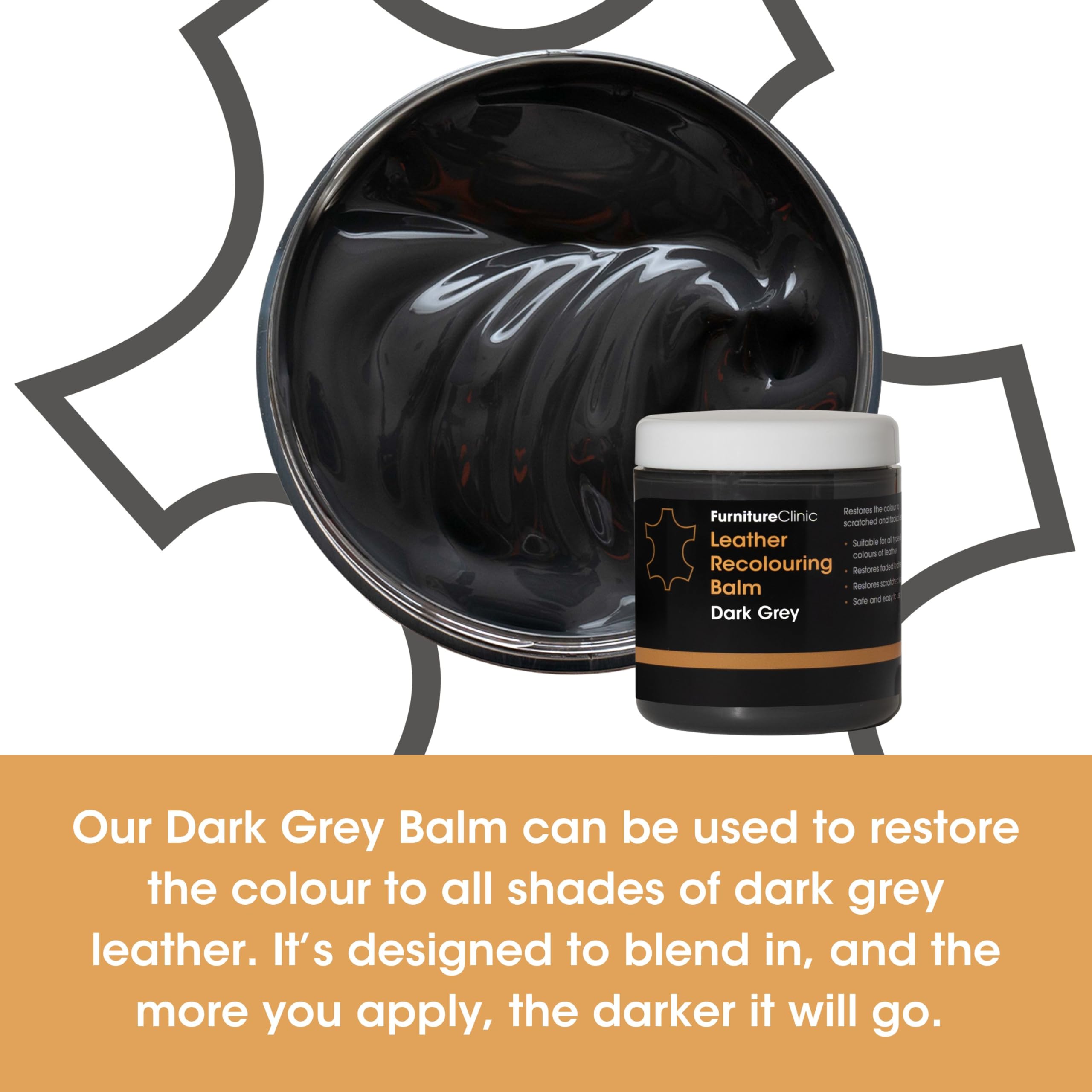Furniture Clinic Leather Recolouring Balm - Dark Grey for Sofas, Car Seats, Shoes & Clothing 3