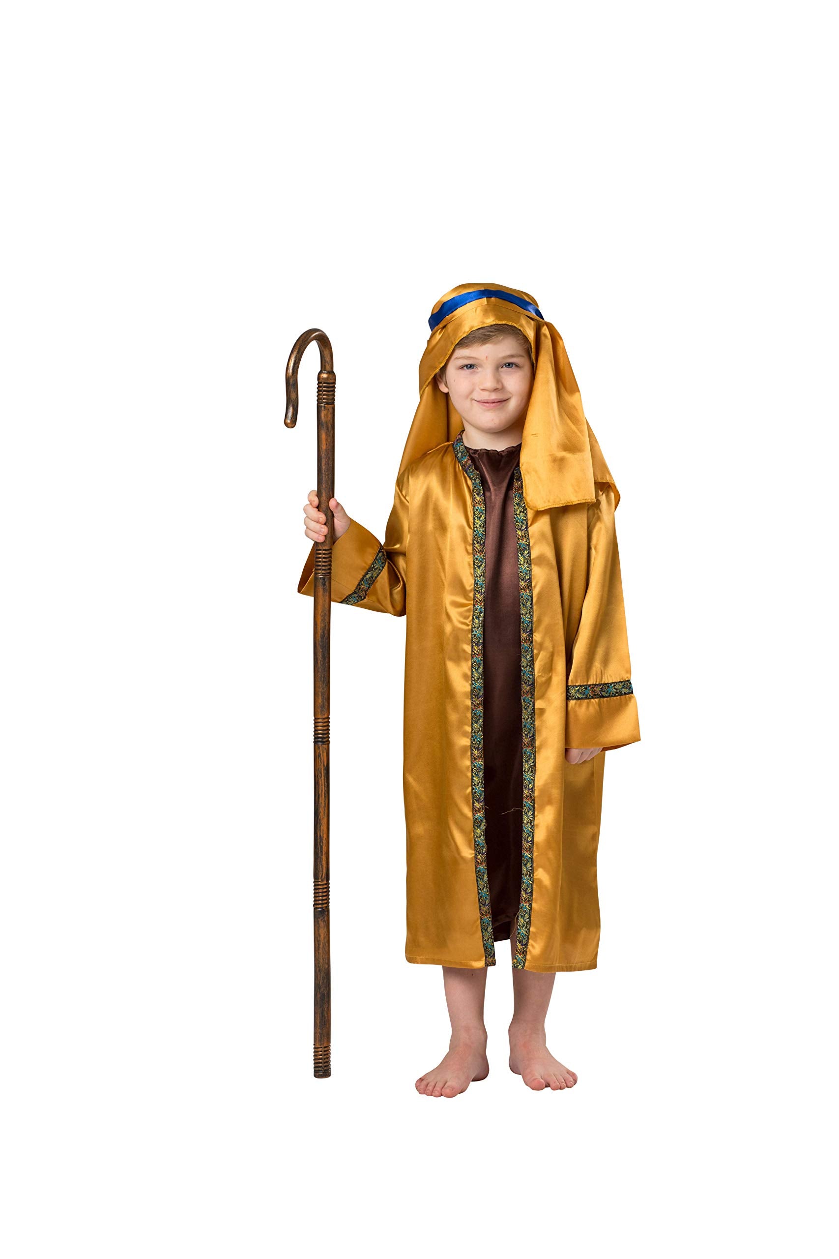 Dress Up America Shepherds Costume - Brown and Gold for Kids