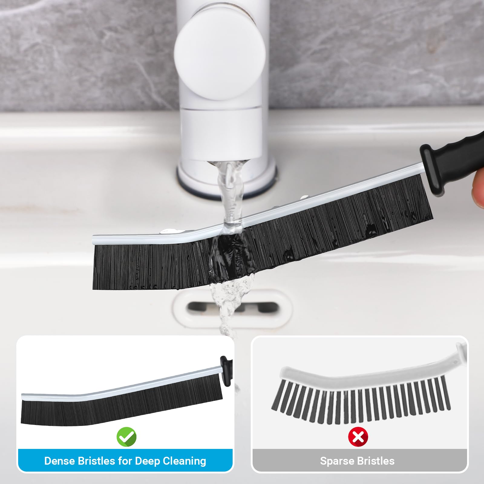 Alyvisun Crevice Cleaning Brush - 5PCS Thin Brush Head | Nylon Bristles | Plastic Handle 4