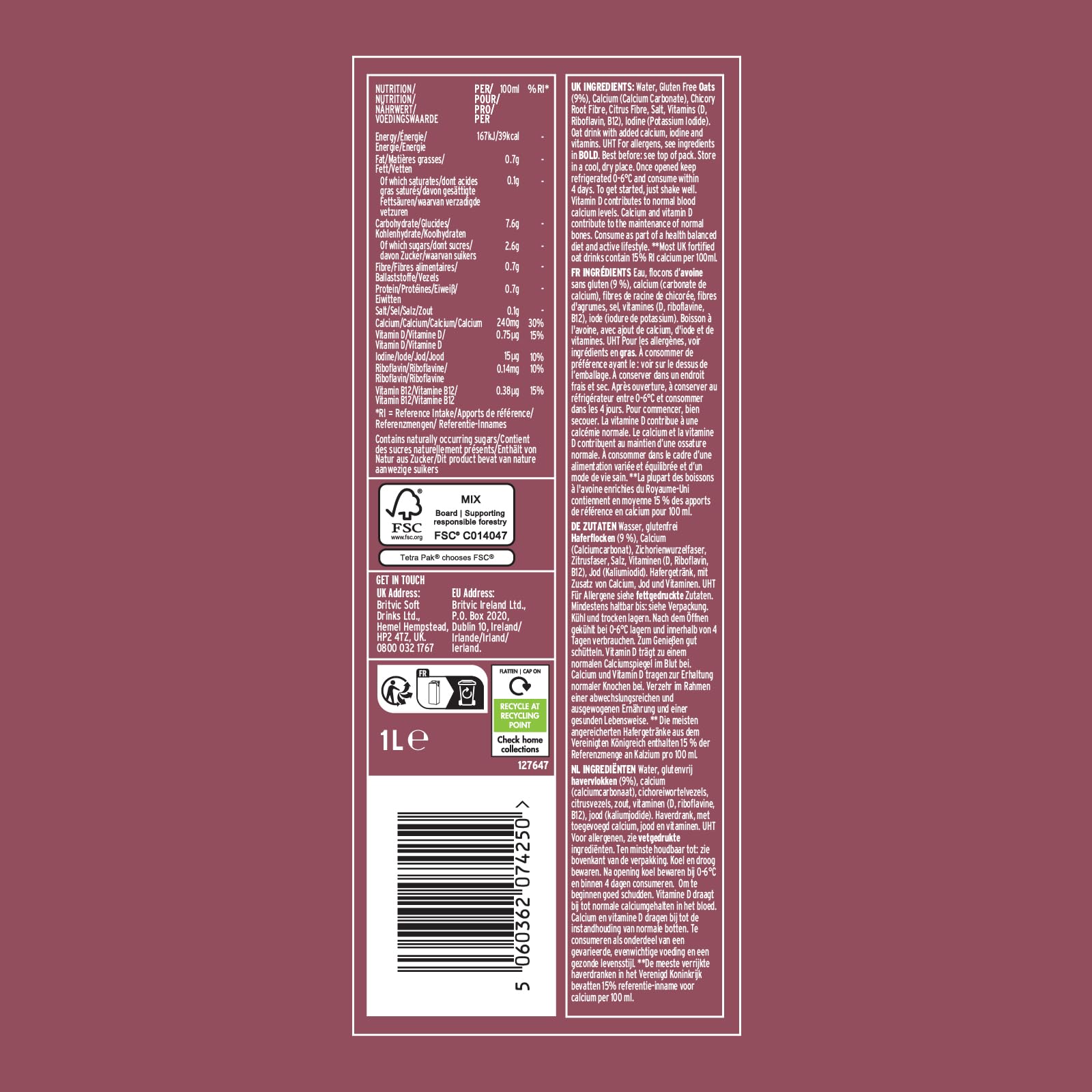 Plenish Organic Enriched Oat Milk 1L 5