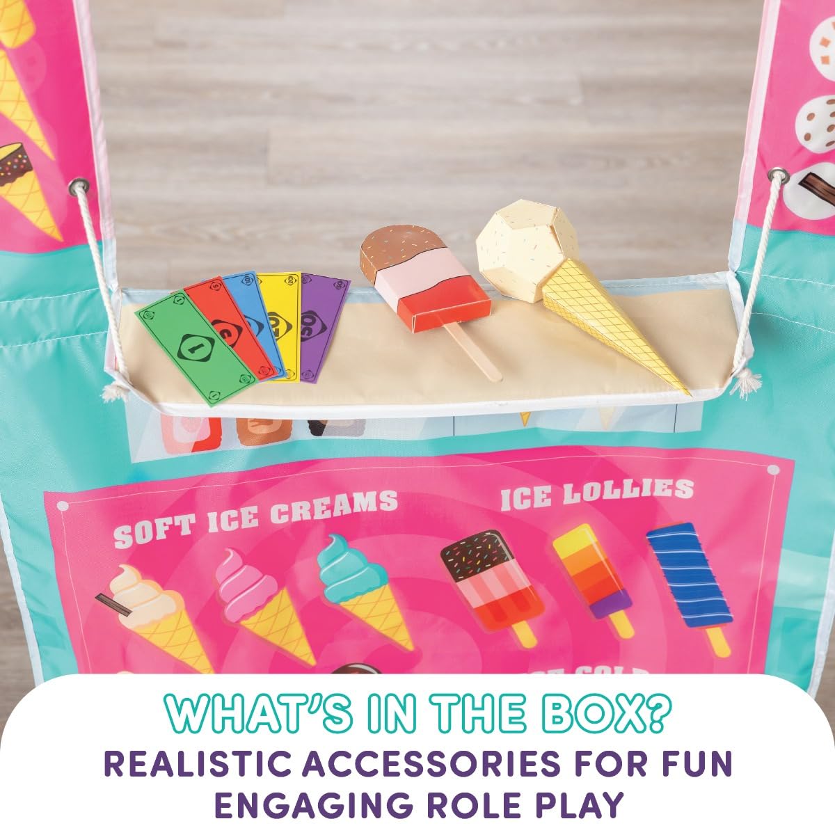 Playhouse Pop Up Play Town Hanging Doorway Ice Cream Shop Kids Role Play Toy 4