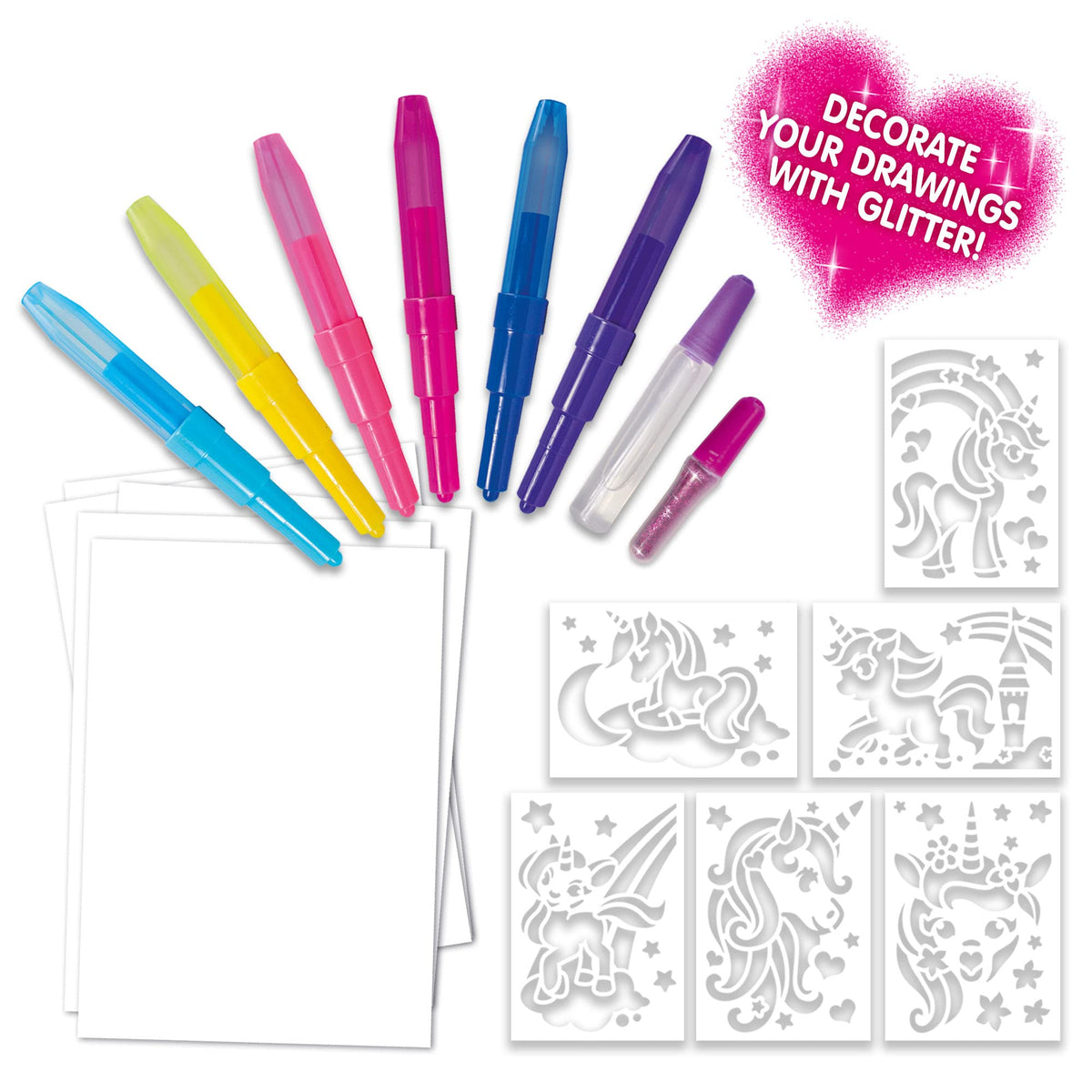 John Adams BLOPENS Sparkling Unicorn Activity Set - Airbrush & Glitter Effects | Ages 4+