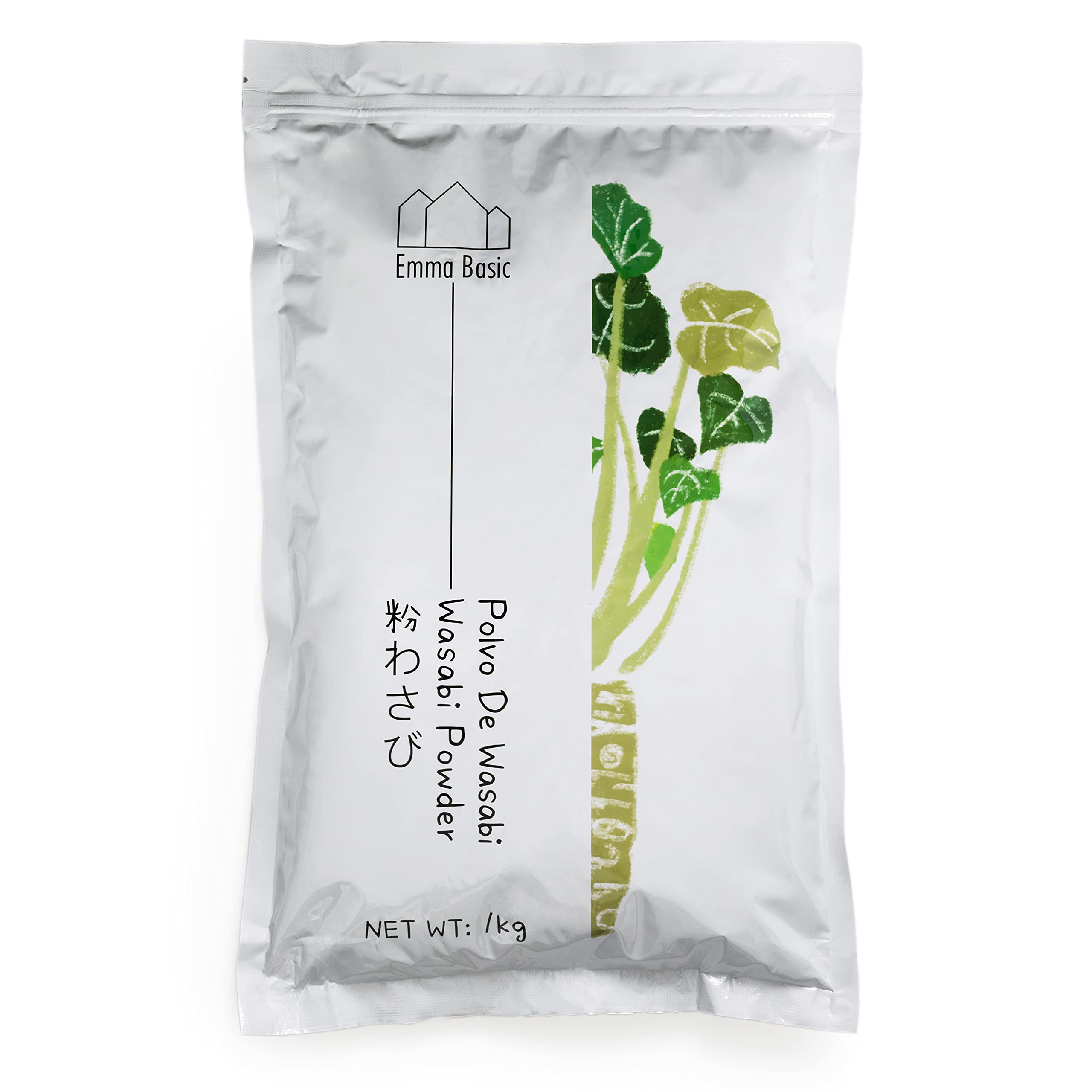 Emma Basic Wasabi Powder 1kg - 20% Real Wasabi Japonica, Natural Condiment for Sashimi, Soba & Dressings 1