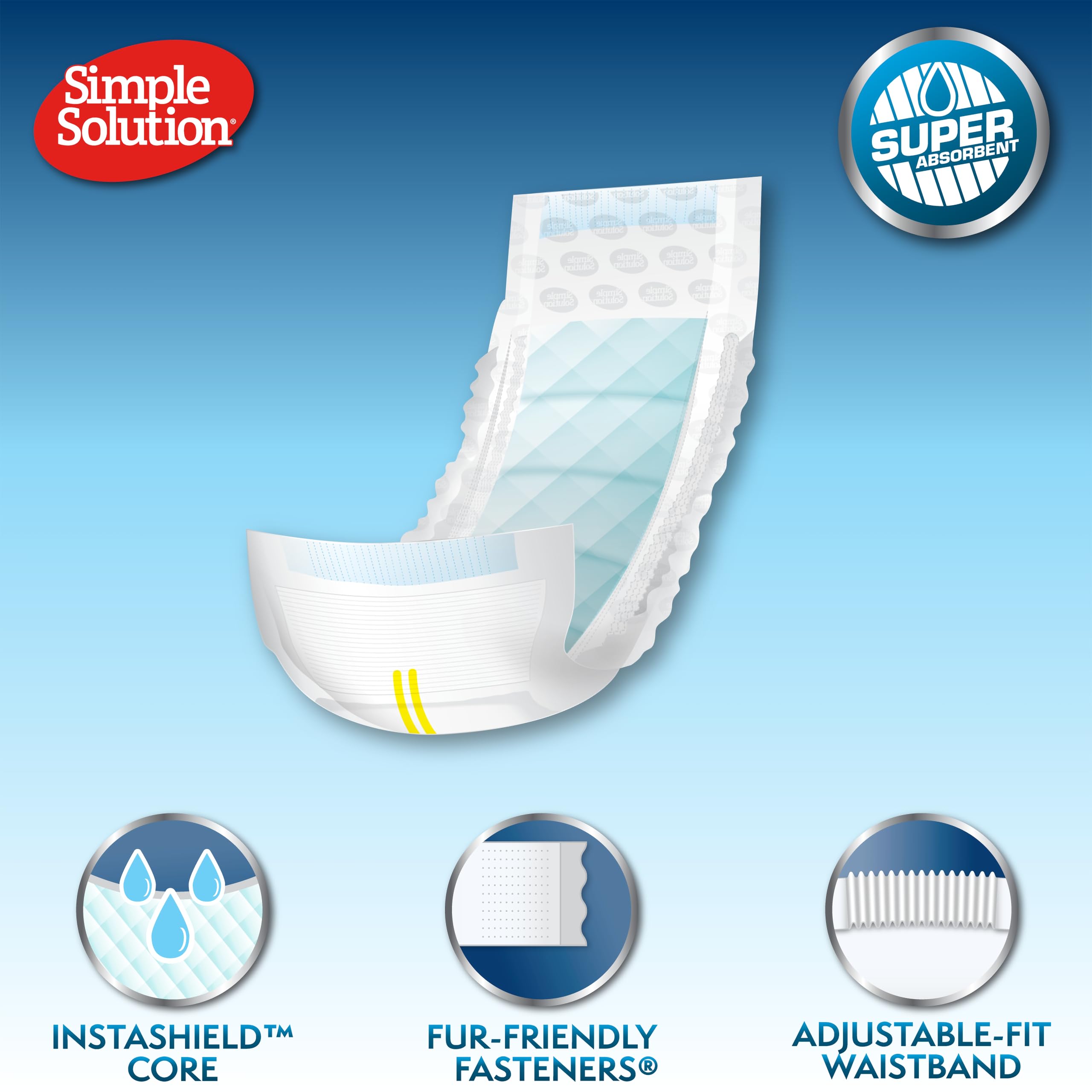 Simple Solution Disposable Male Dog Diapers - Medium (11-22kg) | 12 Count