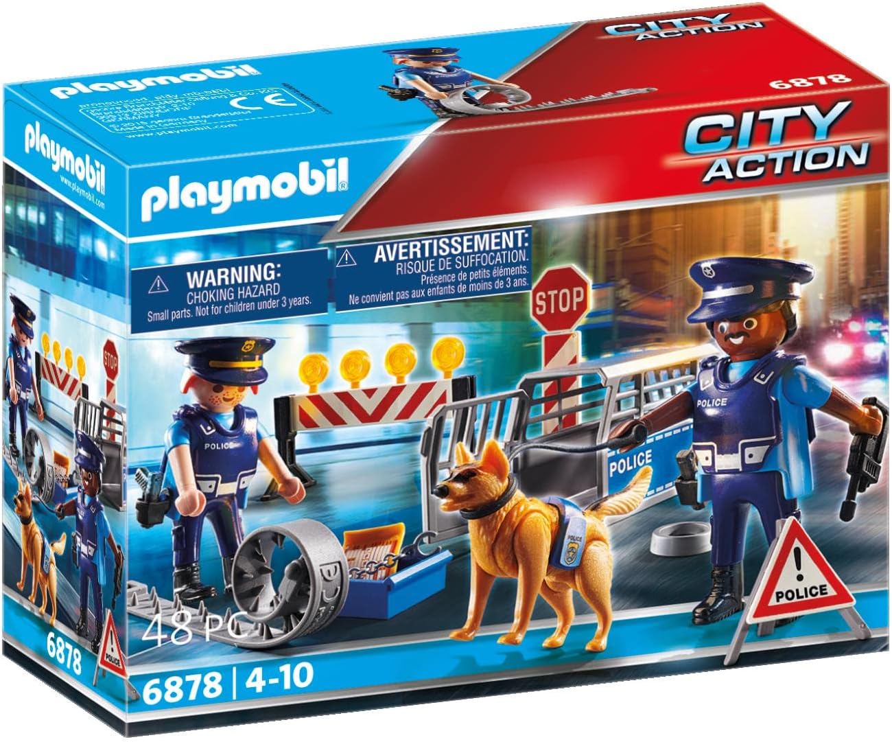 Playmobil 6878 City Action Police Roadblock Playset for Kids 5+