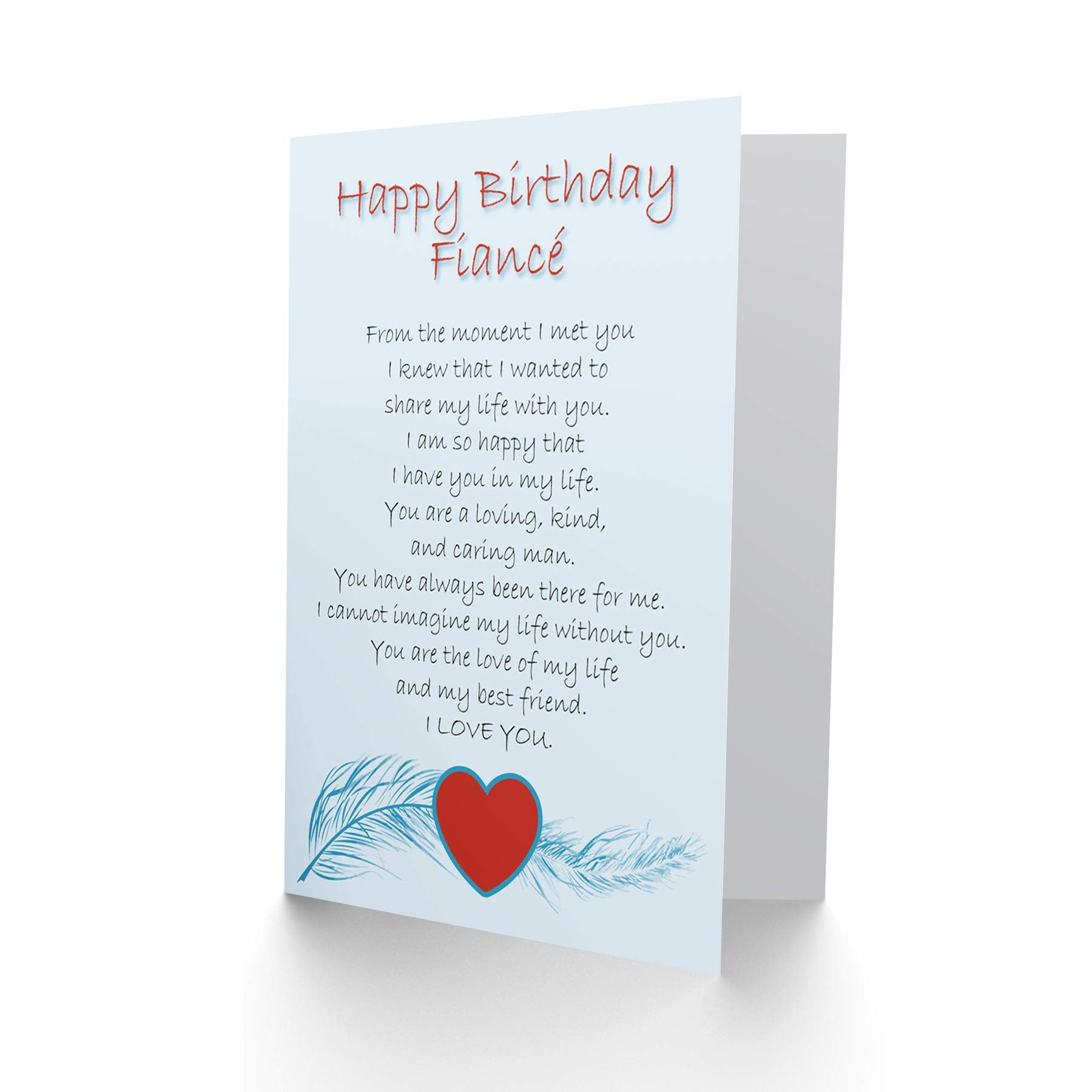 Wee Blue Coo Birthday Fiance Love Poem Greeting Card | 17.5 x 12.5 cm | Blank Inside