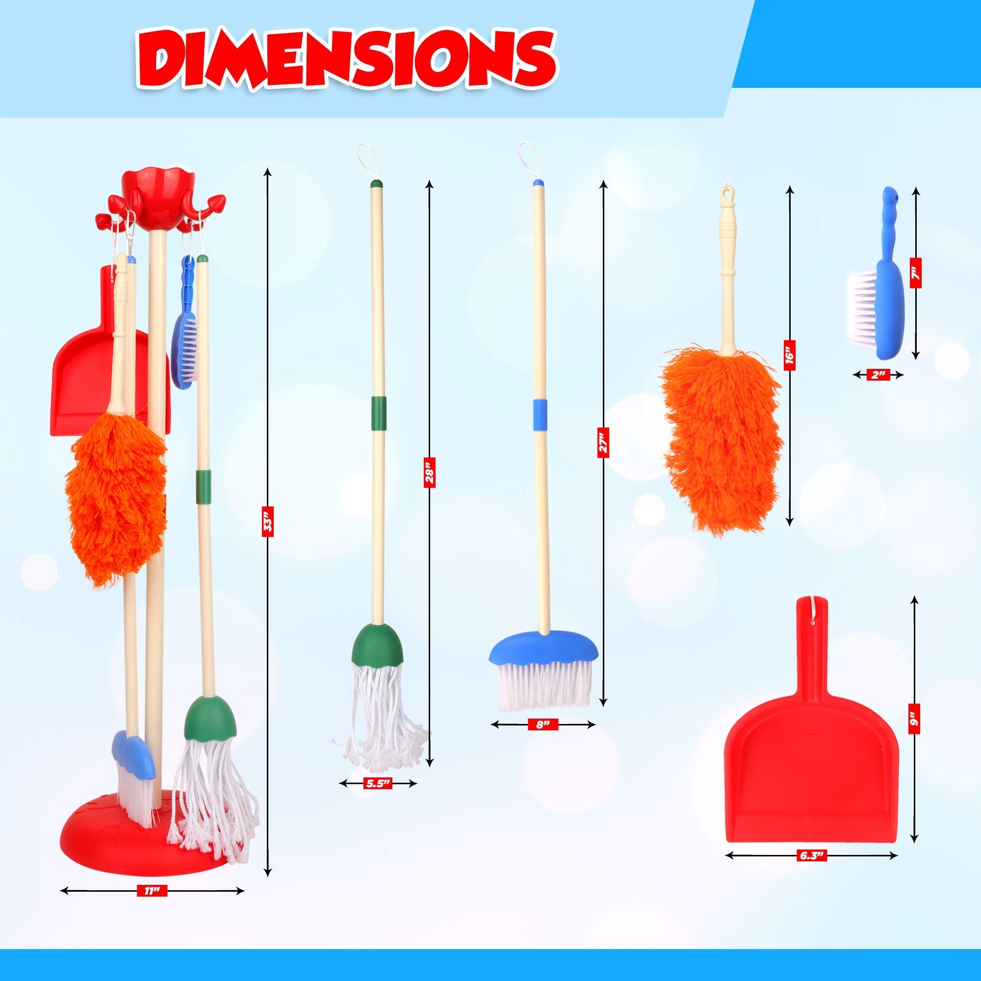 Playkidz Role Play Cleaning Set - 6 Pcs Household Toy for Kids Ages 3+ 7