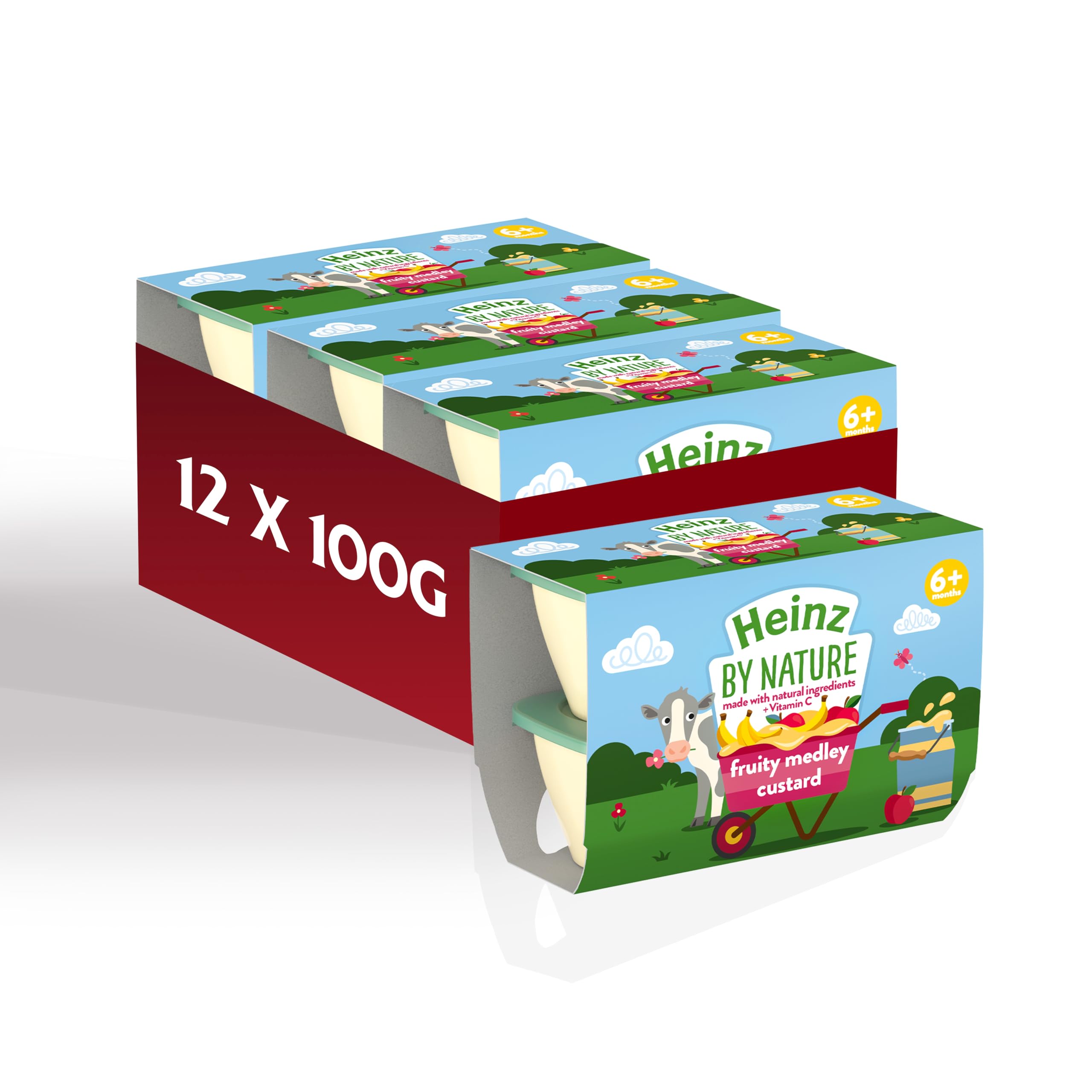 Heinz By Nature Fruity Medley Custard Baby Food Dessert Pots 12x100g