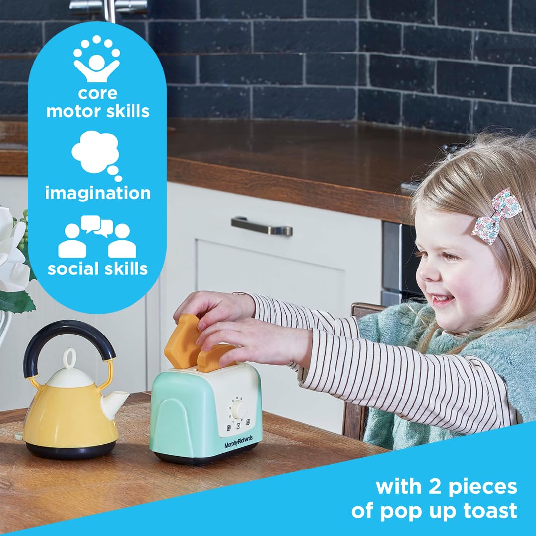 Casdon Morphy Richards Interactive Toy Toaster & Kettle Set - Play Kitchen Appliances for Kids 3+ 5