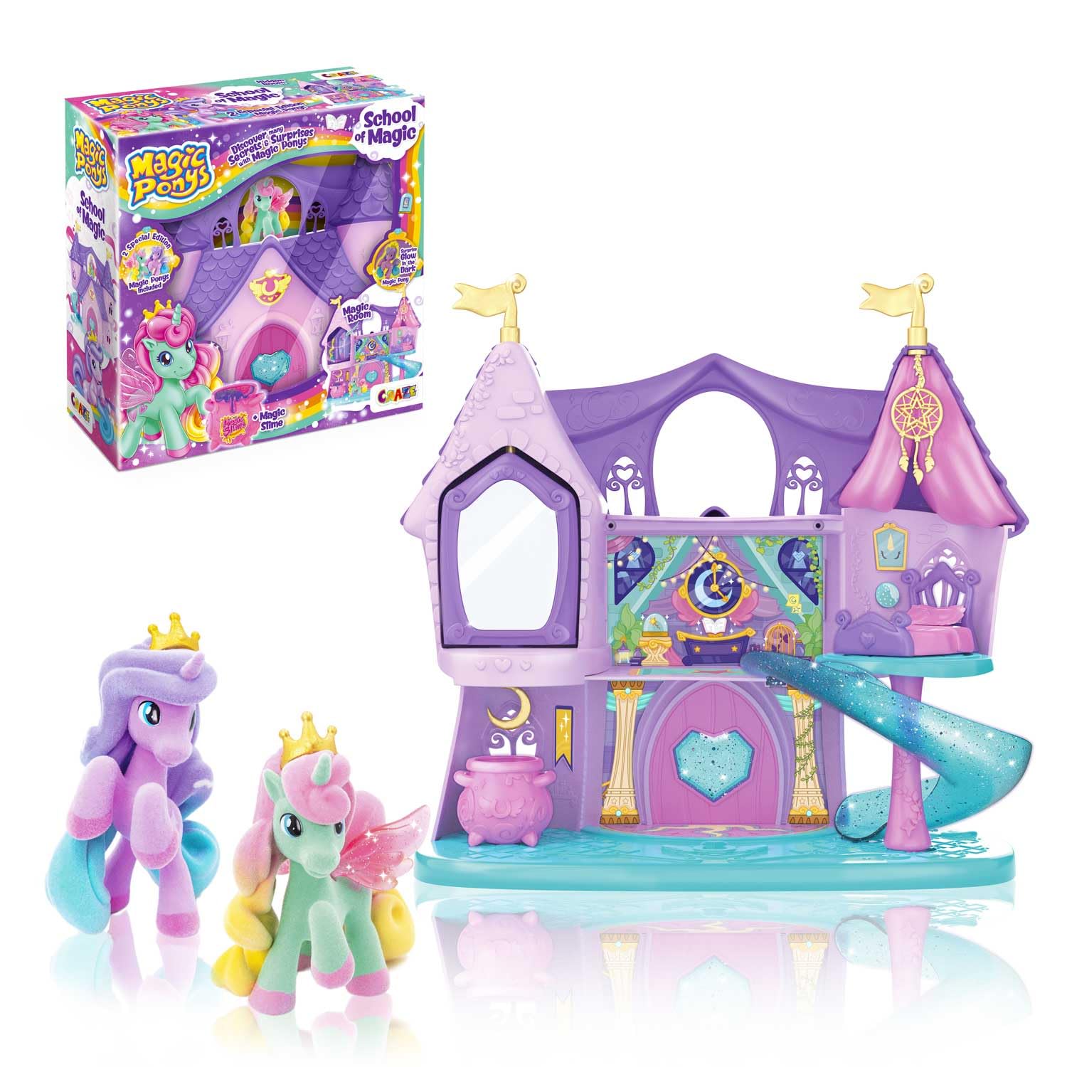CRAZE Magic Ponys School Playset with Glow-in-the-Dark Pony Figure | Ages 3+ 1