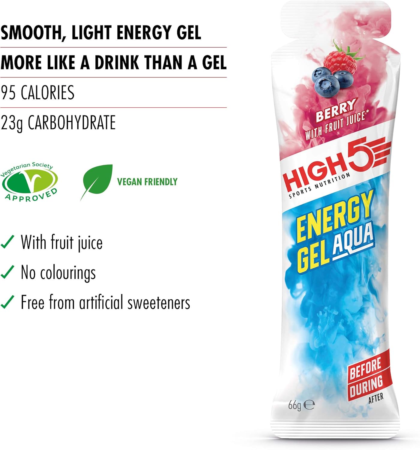 HIGH5 - Energy Gel Aqua Quick Release Energy Gel with Natural Fruit Juice (20 x 66g Sachets, Berry Flavor) 10