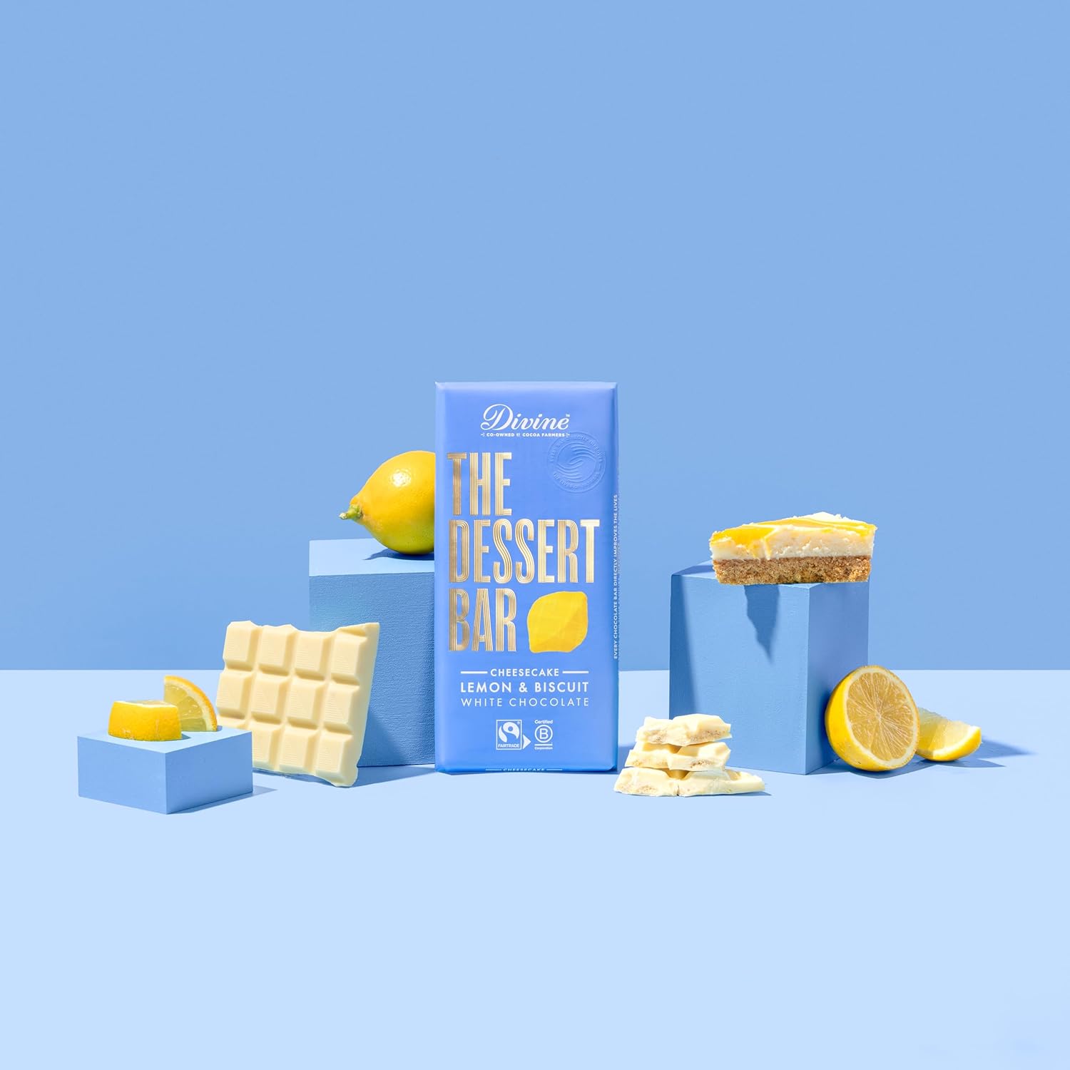 Divine - Chocolate Dessert Bar 26% White Chocolate Lemon Cheesecake with Lemon Crisp