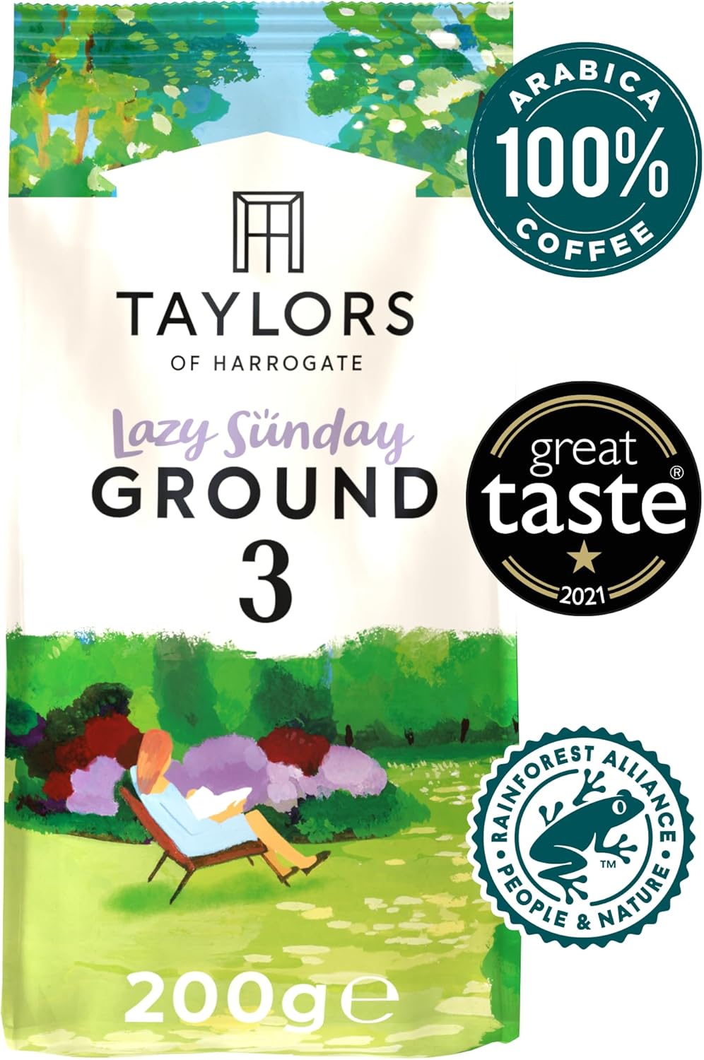 Taylors of Harrogate Lazy Sunday Ground Coffee, 200g (Pack of 6) - 1.2kg Total