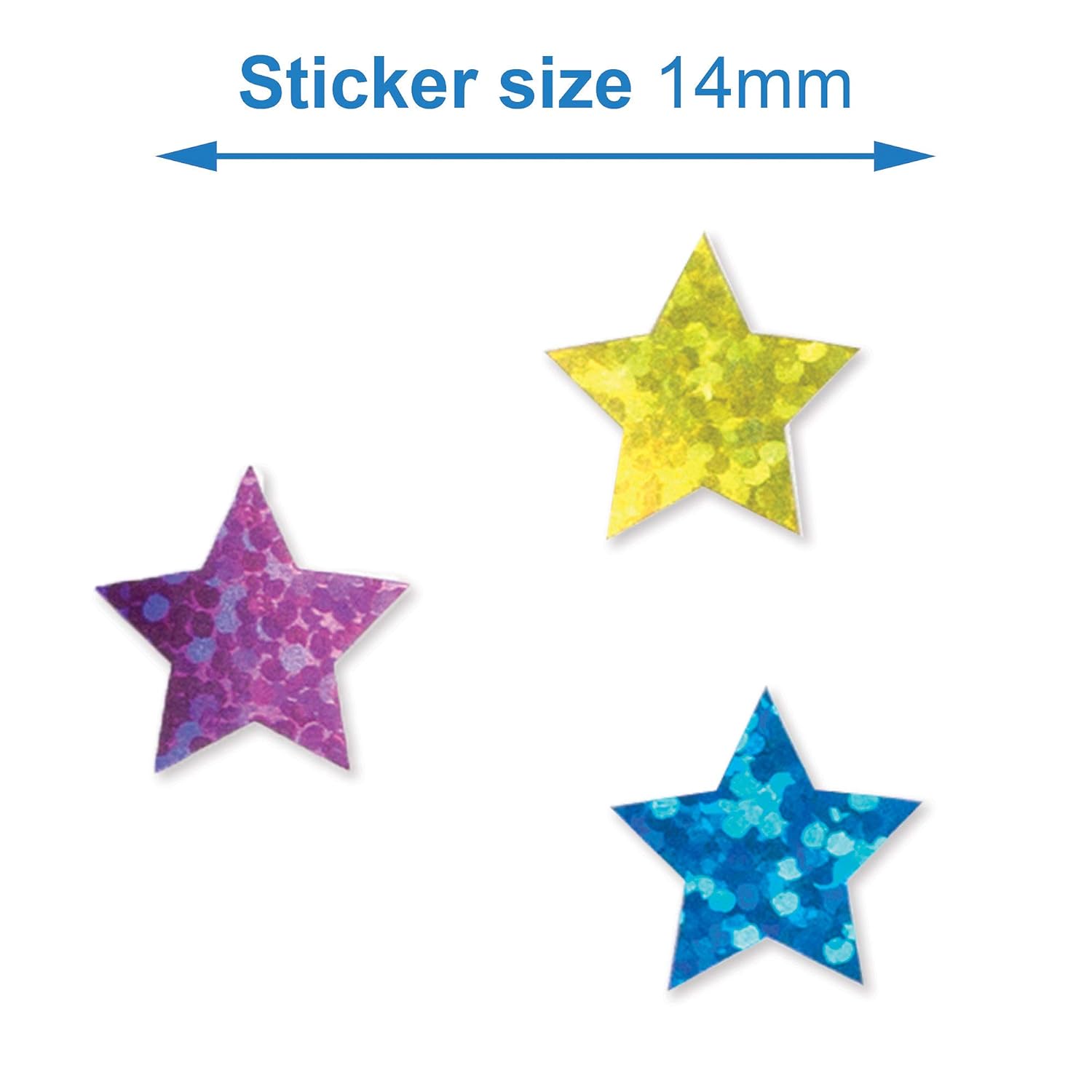 Baker Ross AT216 Mini Holographic Star Stickers - Assorted Christmas Craft Stickers (Pack of 400)