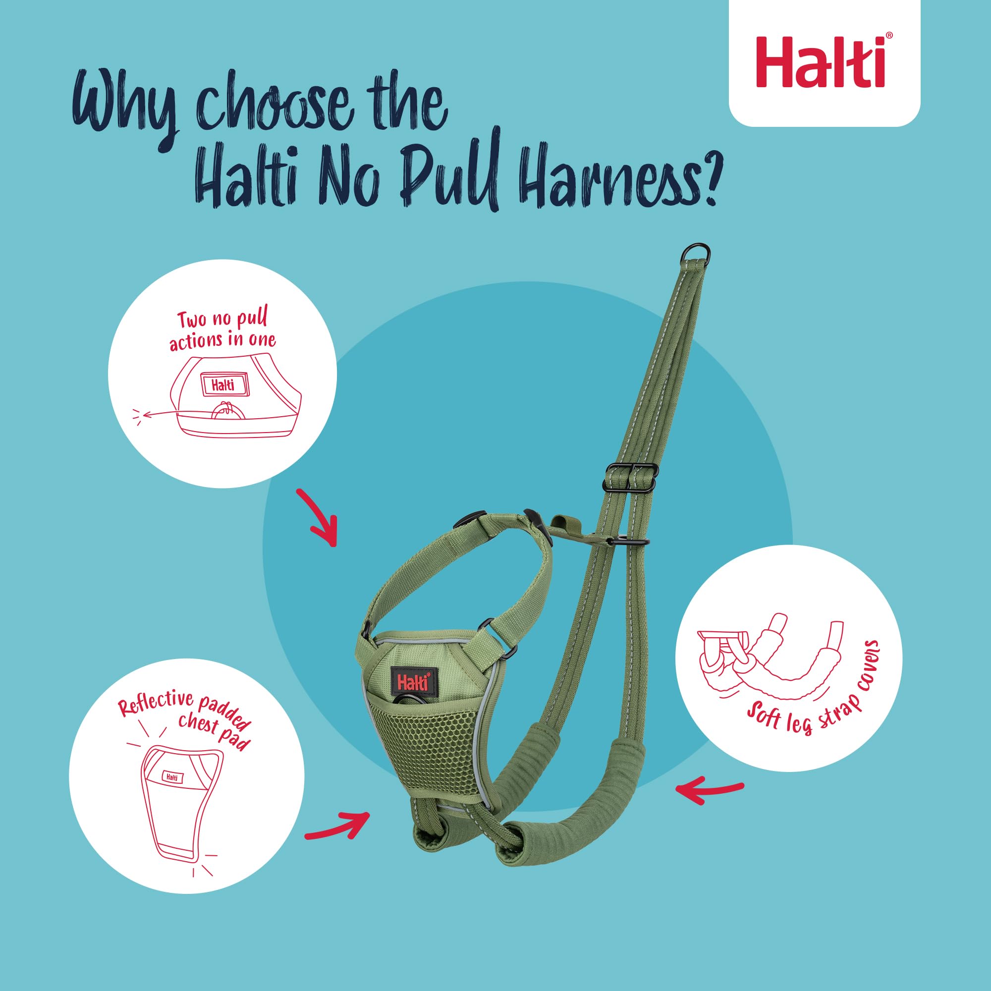 Halti No Pull Harness - Stops Pulling with Front Control Steering | Size S | Forest Green 3