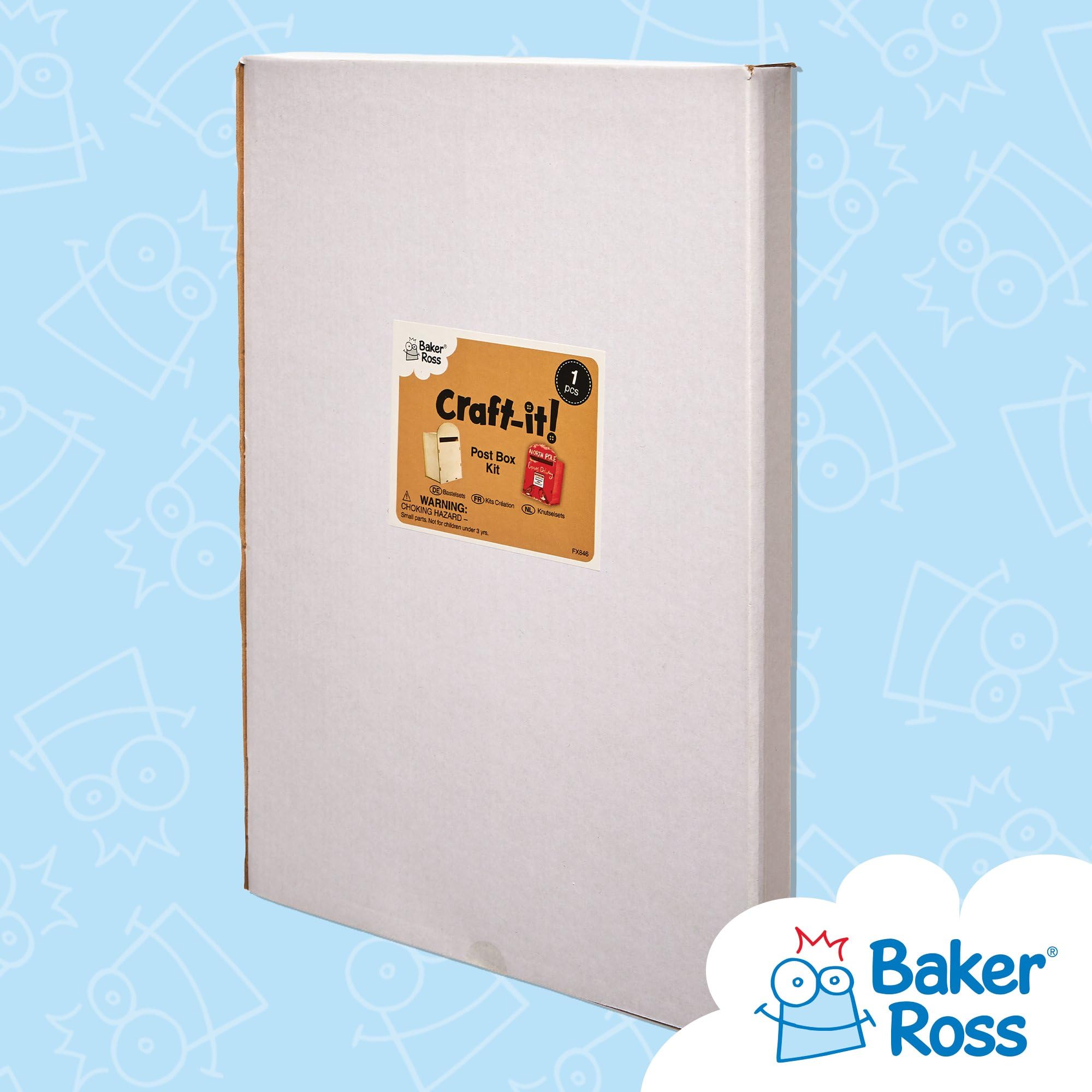 Baker Ross FX846 Wood Craft Post Box Kit - Paintable & Customizable | Assembled Size 23x23x33cm | 1 Kit 6