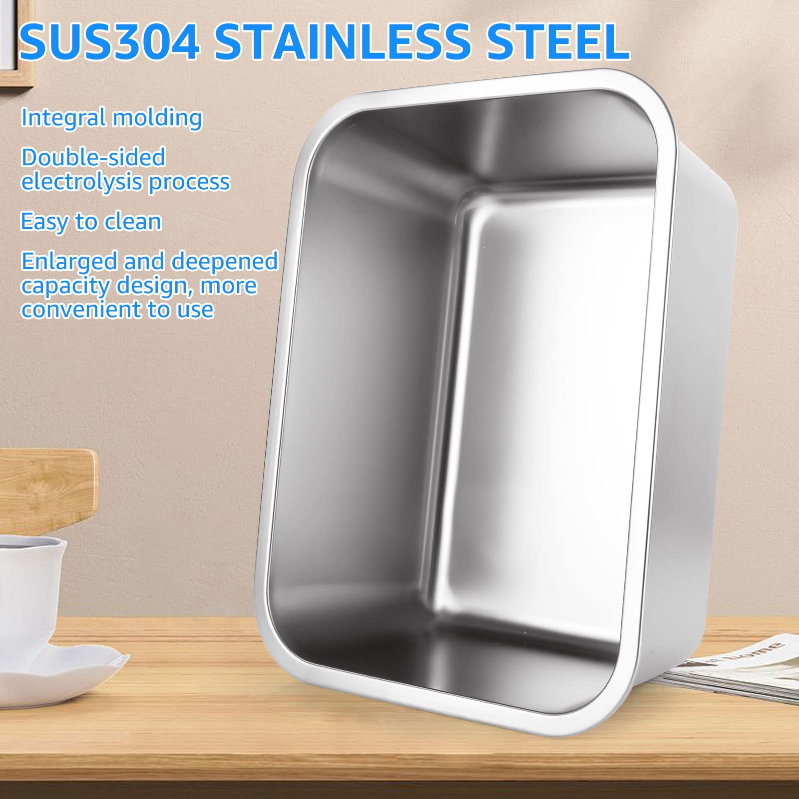 ASelected 304 Stainless Steel Washing Up Bowl - 10 Litre Capacity | 33x24x15cm | Durable 4