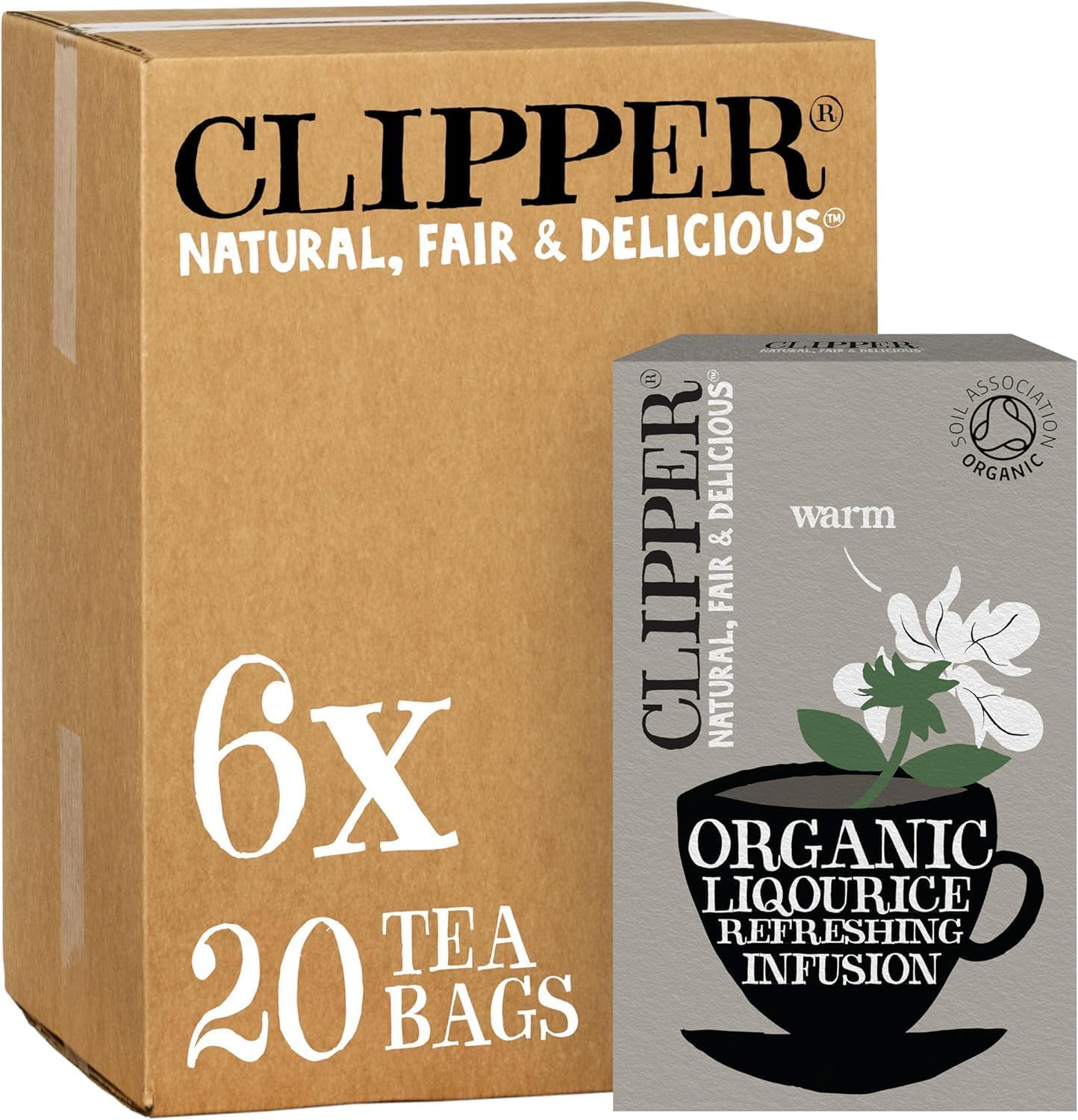 Clipper Natural, Fair & Delicious Organic Liquorice Root Tea Bags - 120 Count (6 x 20) | Caffeine-Free