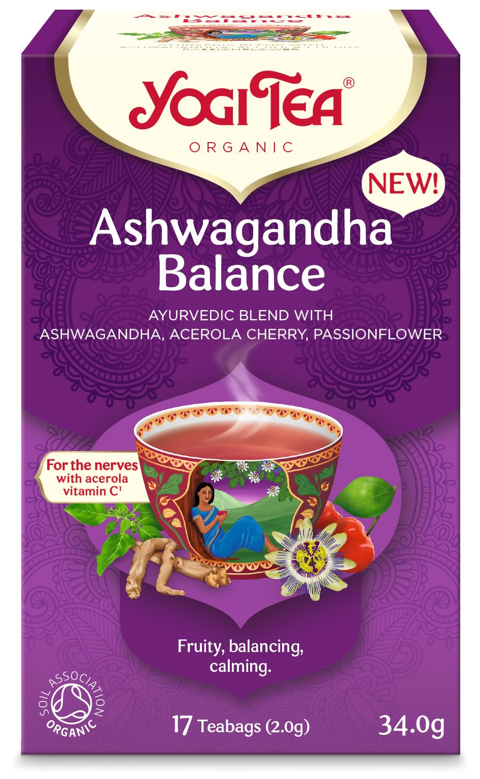 Yogi Tea Ashwagandha Balance Organic Herbal Tea Blend - Caffeine-Free Adaptogenic Tea with Ashwagandha, Passionflower & Acerola Cherry 4