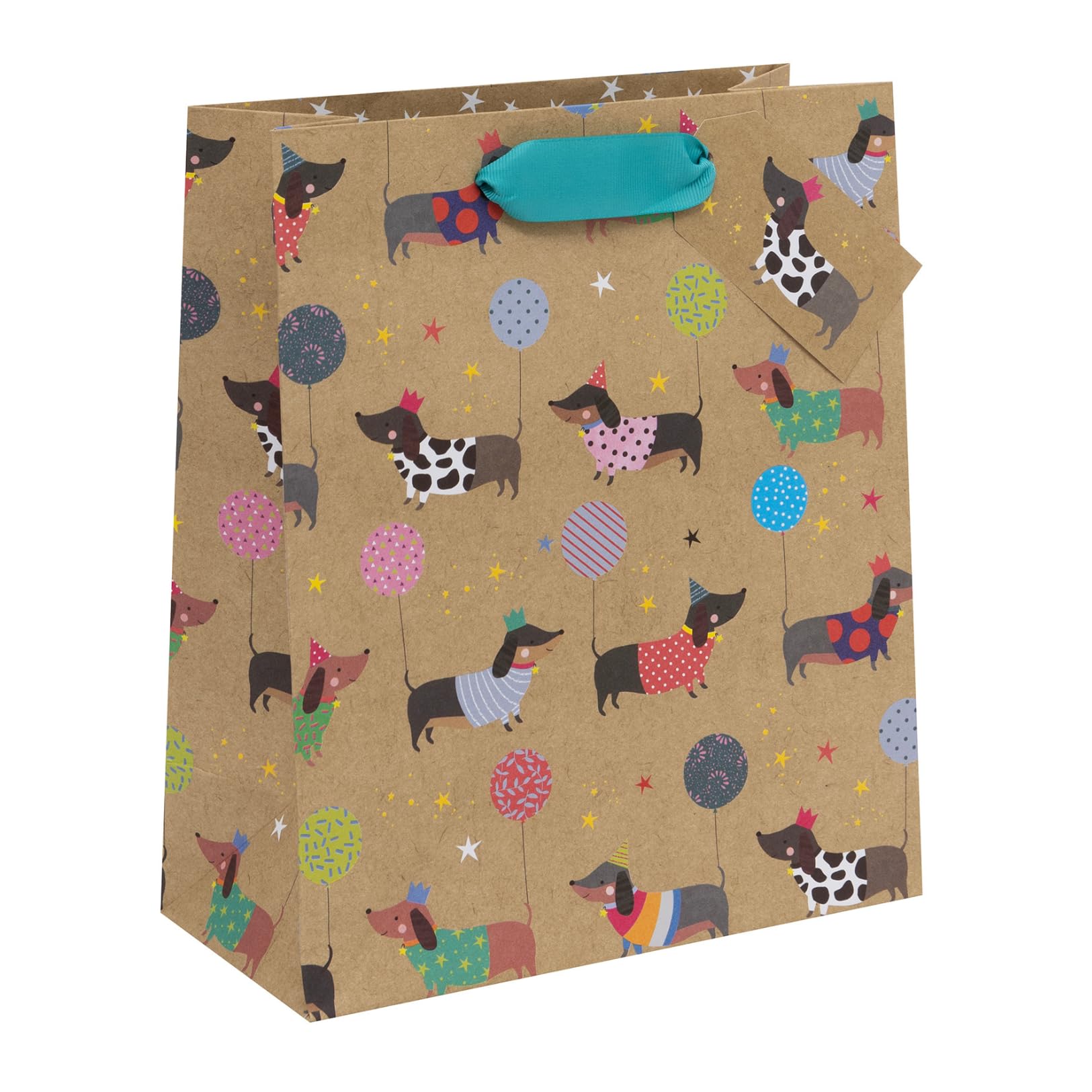 Ballyhoo Medium Happy Birthday Gift Bag Sausage Dog Kraft | 25.3 x 21.5 x 10.2 cm 1