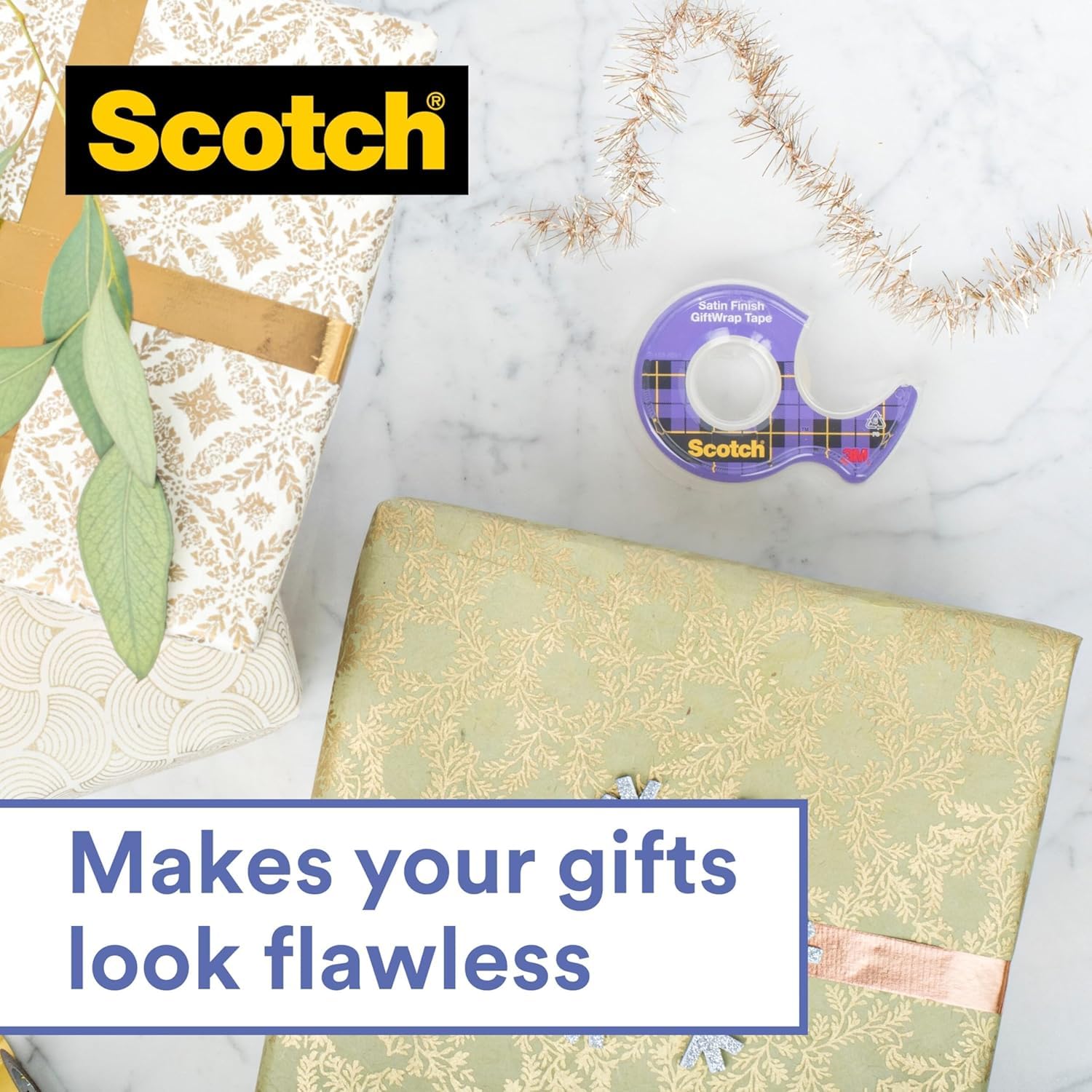 Scotch Gift Wrap Tape Refill Pack - Satin Finish, Permanent Adhesive | 19 mm x 25 m 2