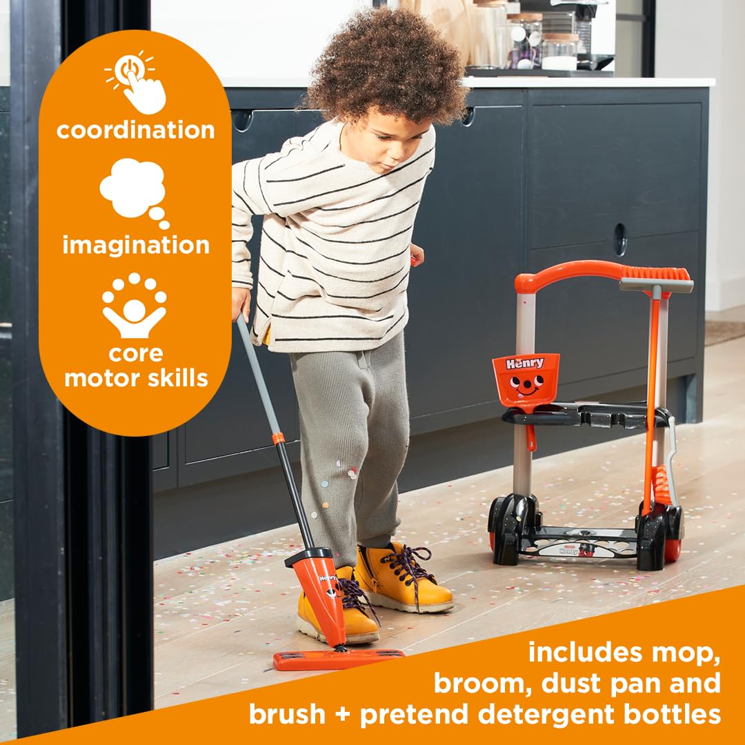 Casdon Henry Cleaning Trolley - Pretend Play Cleaning Set for Kids 3+ 11